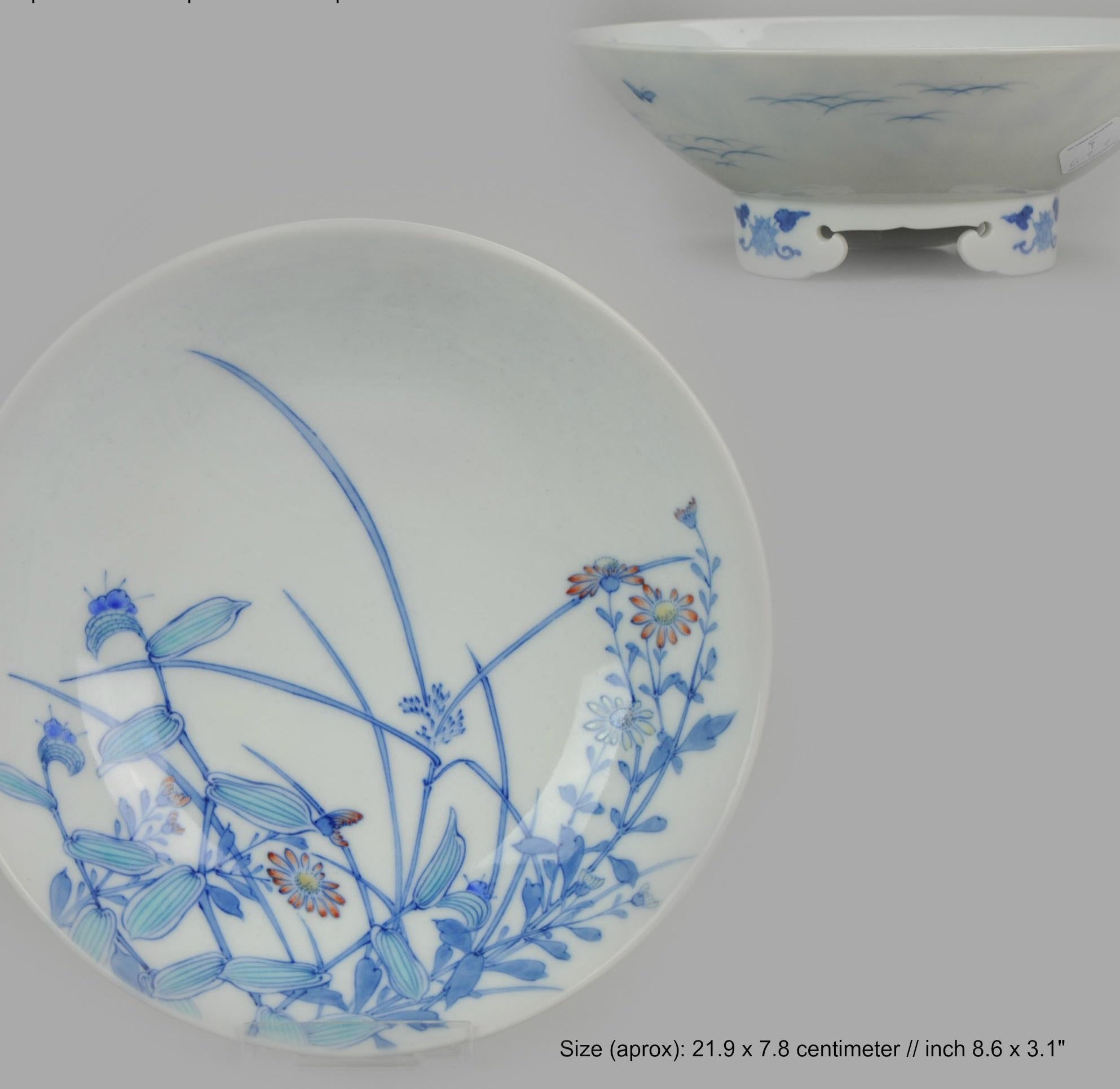 Fantastic Japanese Porcelain Bowl Nabeshima Flowers Japan Marked Base For Sale 8