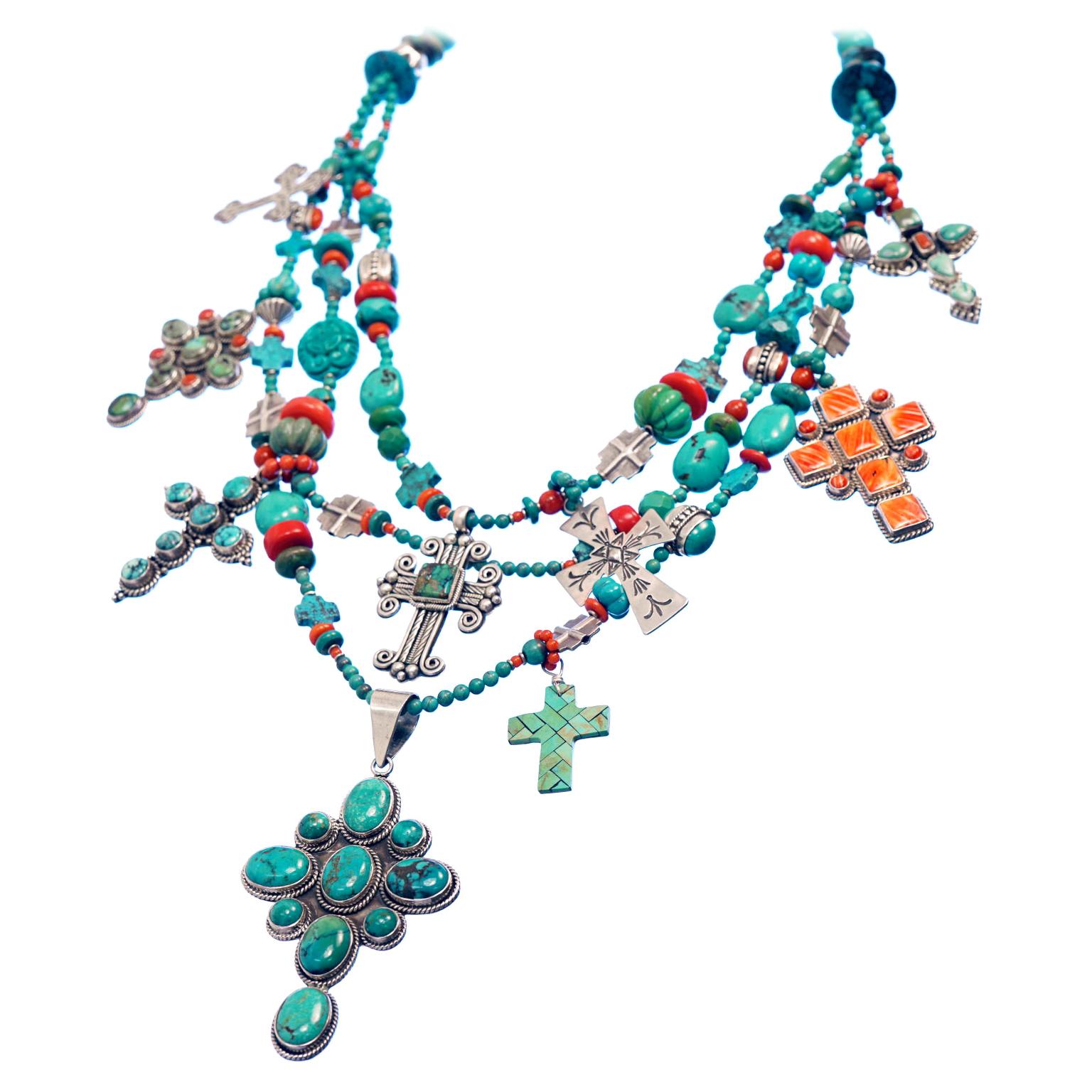 Fantastic Kim Yubeta Turquoise and Coral Necklace