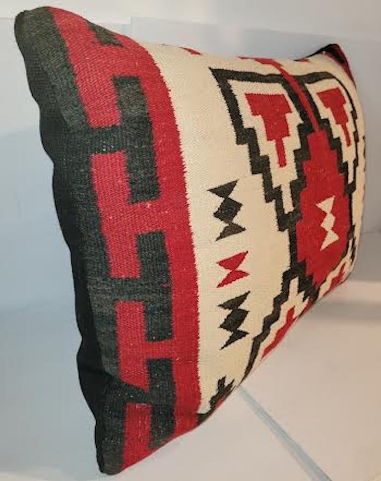 Large Mexican Indian Weaving Pillow. This Pillow is beautiful. Nice Quality Linen Backing and zippered casing. Feather and down Insert.