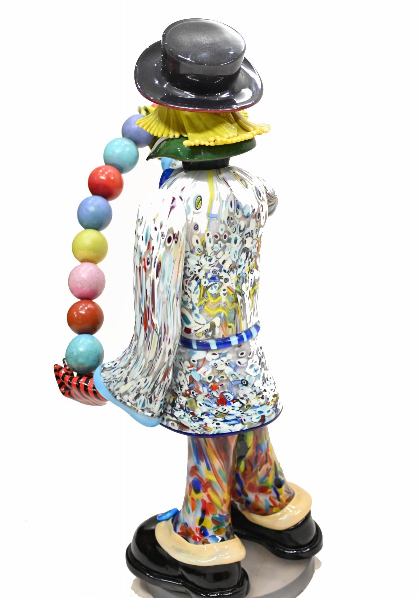 20th Century Fantastic Large Murano Clown by Pino Signoretto (Signed) For Sale