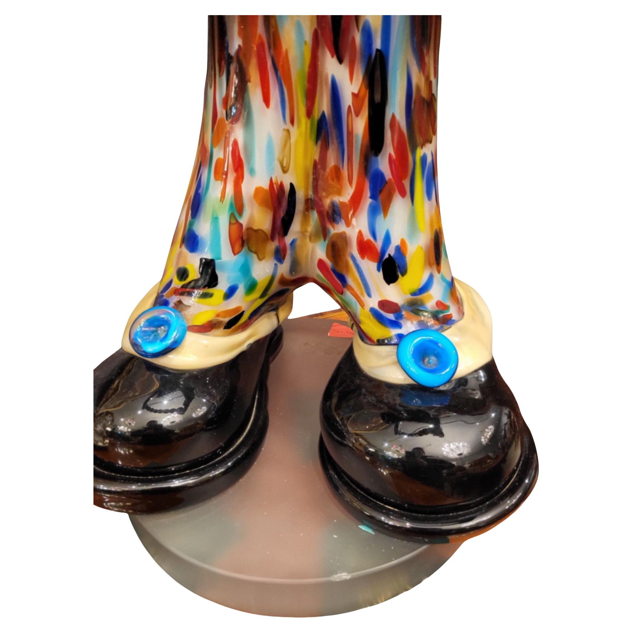 Amazing Handblown Murano Clown by well known Artist Pinot Signoretto 
Lovely Vivid Colours 
This Sculpture has tons of Character juggling the Balls and Comical Face
We Date C1960s