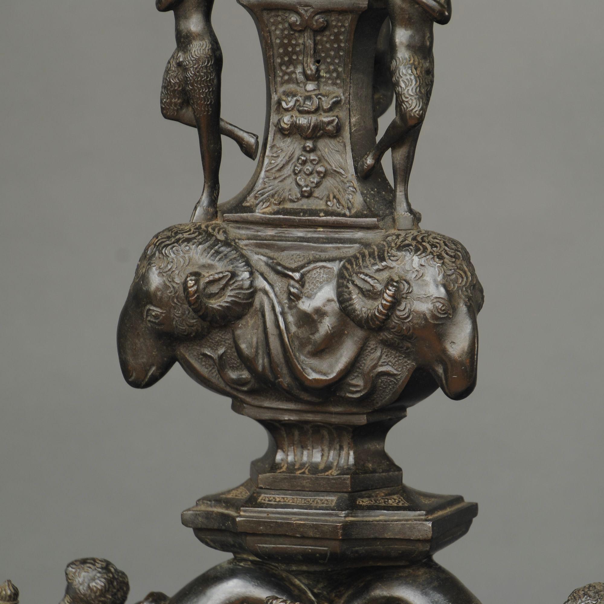 Fantastisches, großes italienisches Bronze-Feuerböckepaar aus dem 19. Jahrhundert im Angebot 1