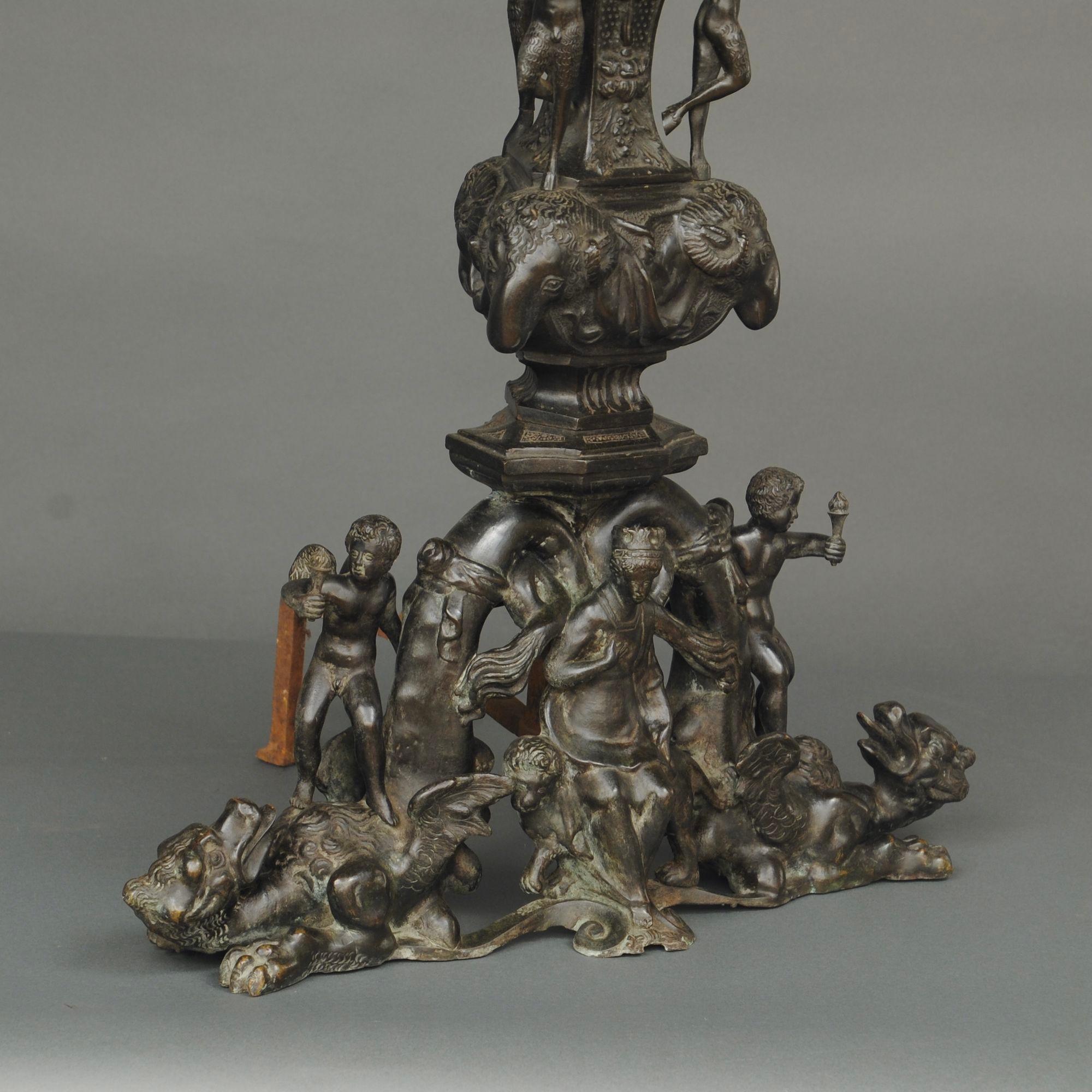 Fantastisches, großes italienisches Bronze-Feuerböckepaar aus dem 19. Jahrhundert im Angebot 2