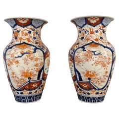 Fantastic large pair of antique Japanese imari vases