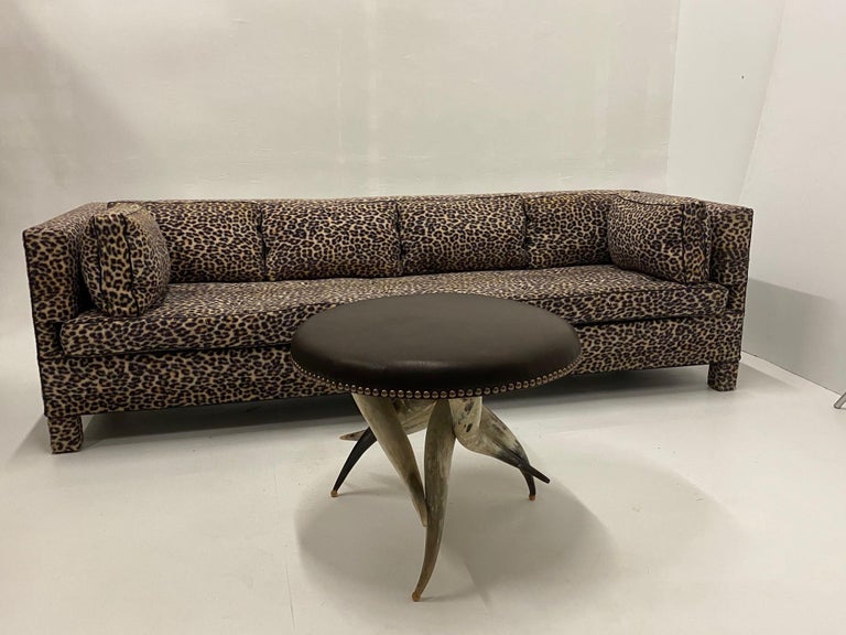 Fantastic Large Round Horn And Leather Ottoman Coffee Table At 1stdibs