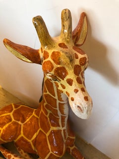 Fantastic Large Whimsical Italian Terracotta Handcrafted Giraffe Sculpture