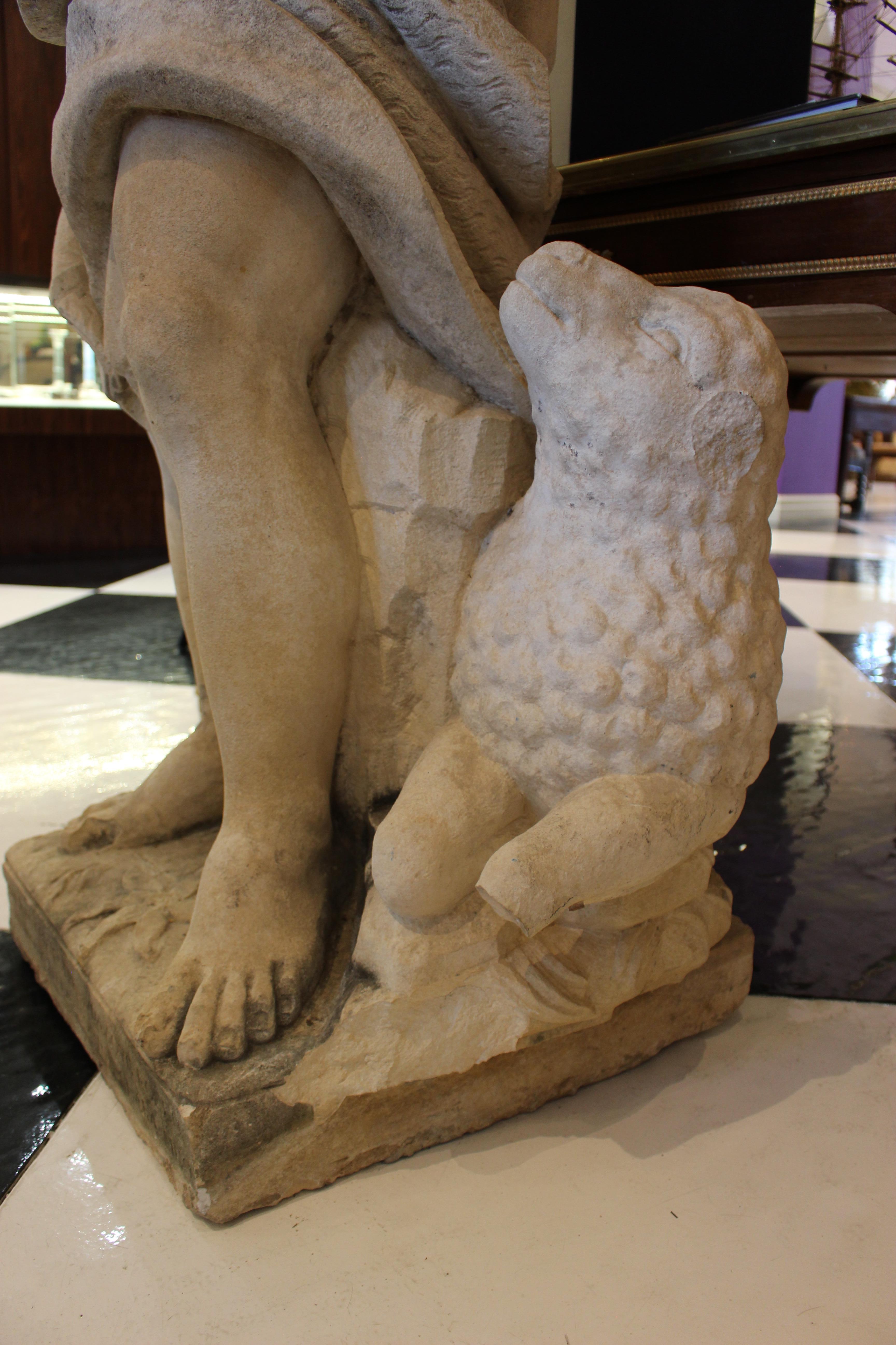 Italian Fantastic Life Size Sandstone Statue of David For Sale