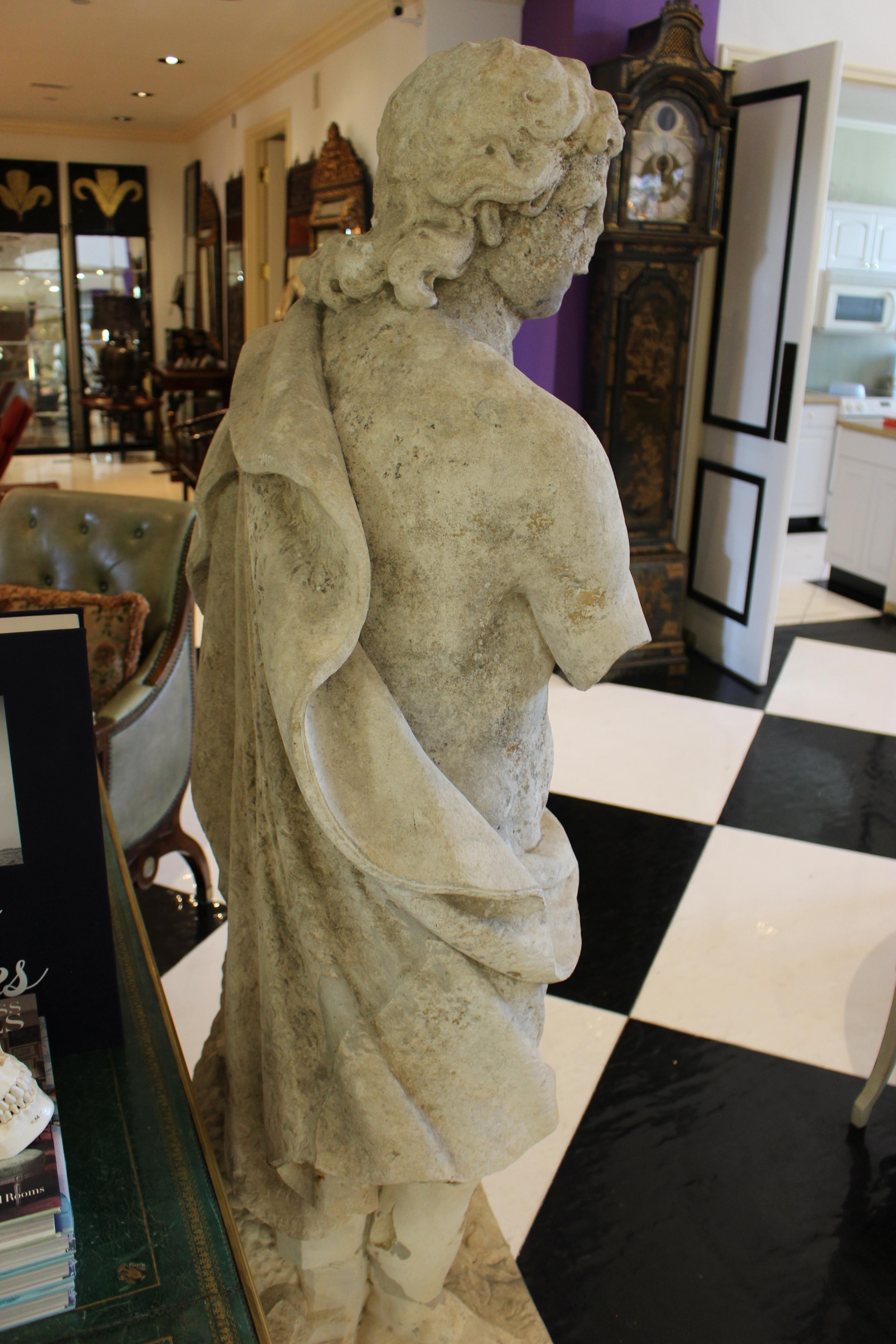 Fantastic Life Size Sandstone Statue of David For Sale 1