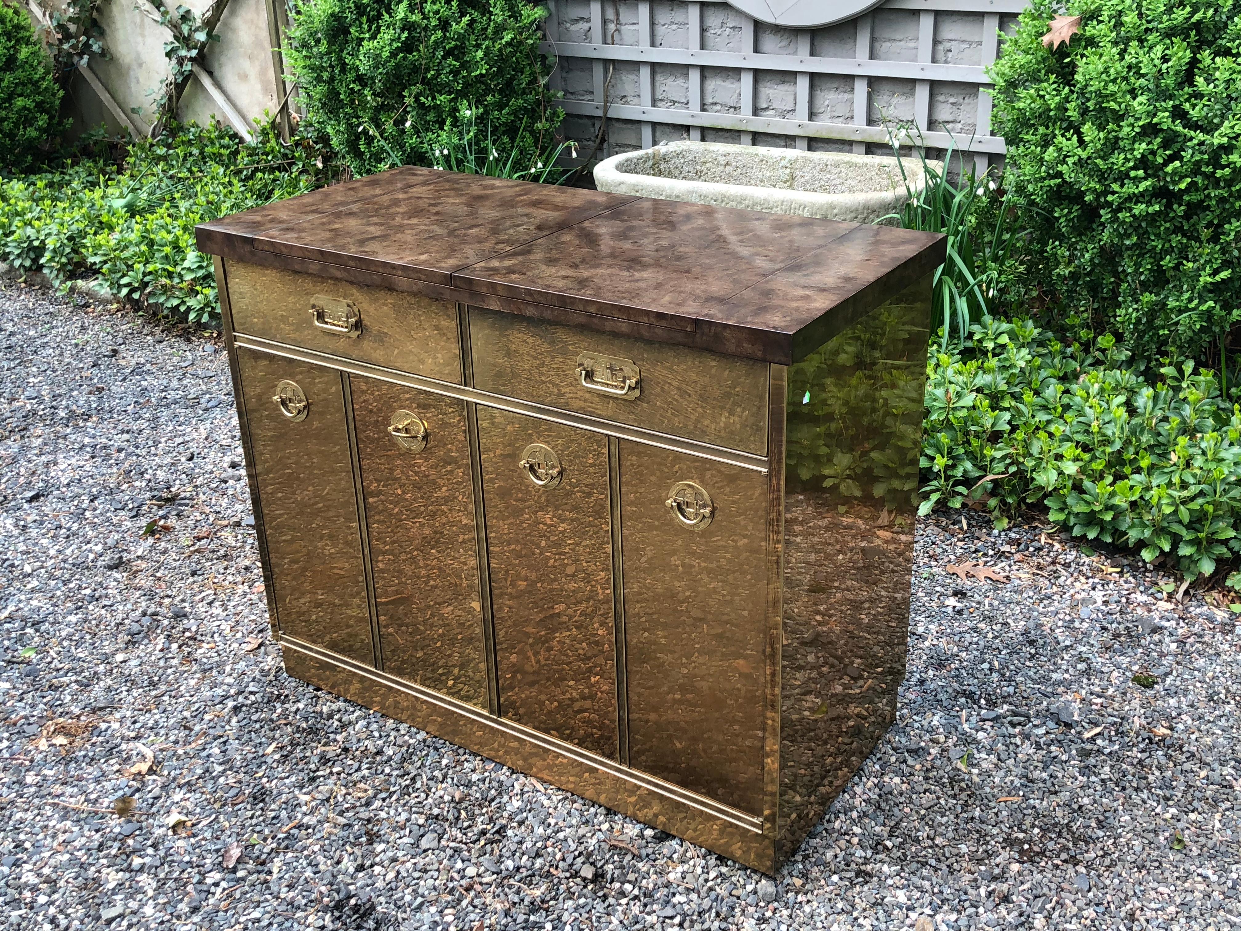 Fantastic Mid-Century Modern Rare Mastercraft Brass Clad Bar and Cabinet 5