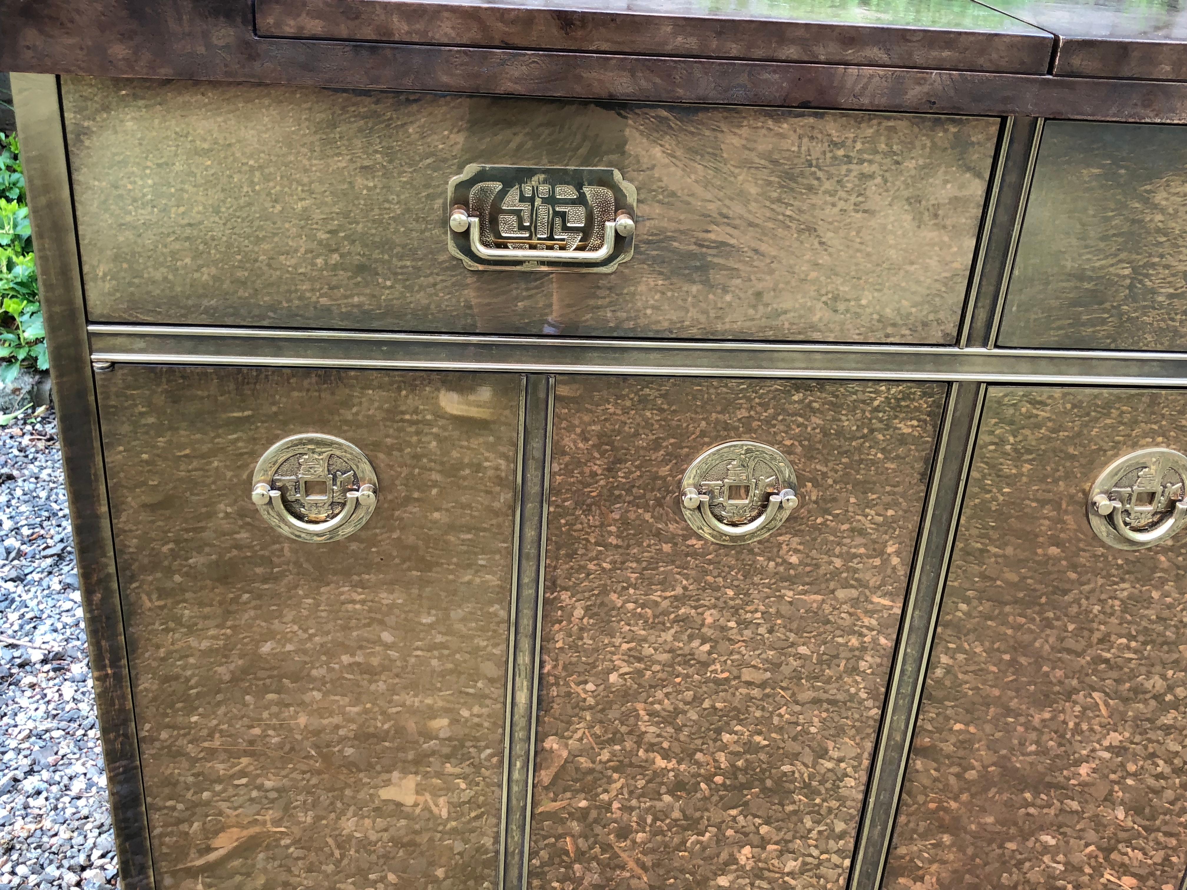 Fantastic Mid-Century Modern Rare Mastercraft Brass Clad Bar and Cabinet 3