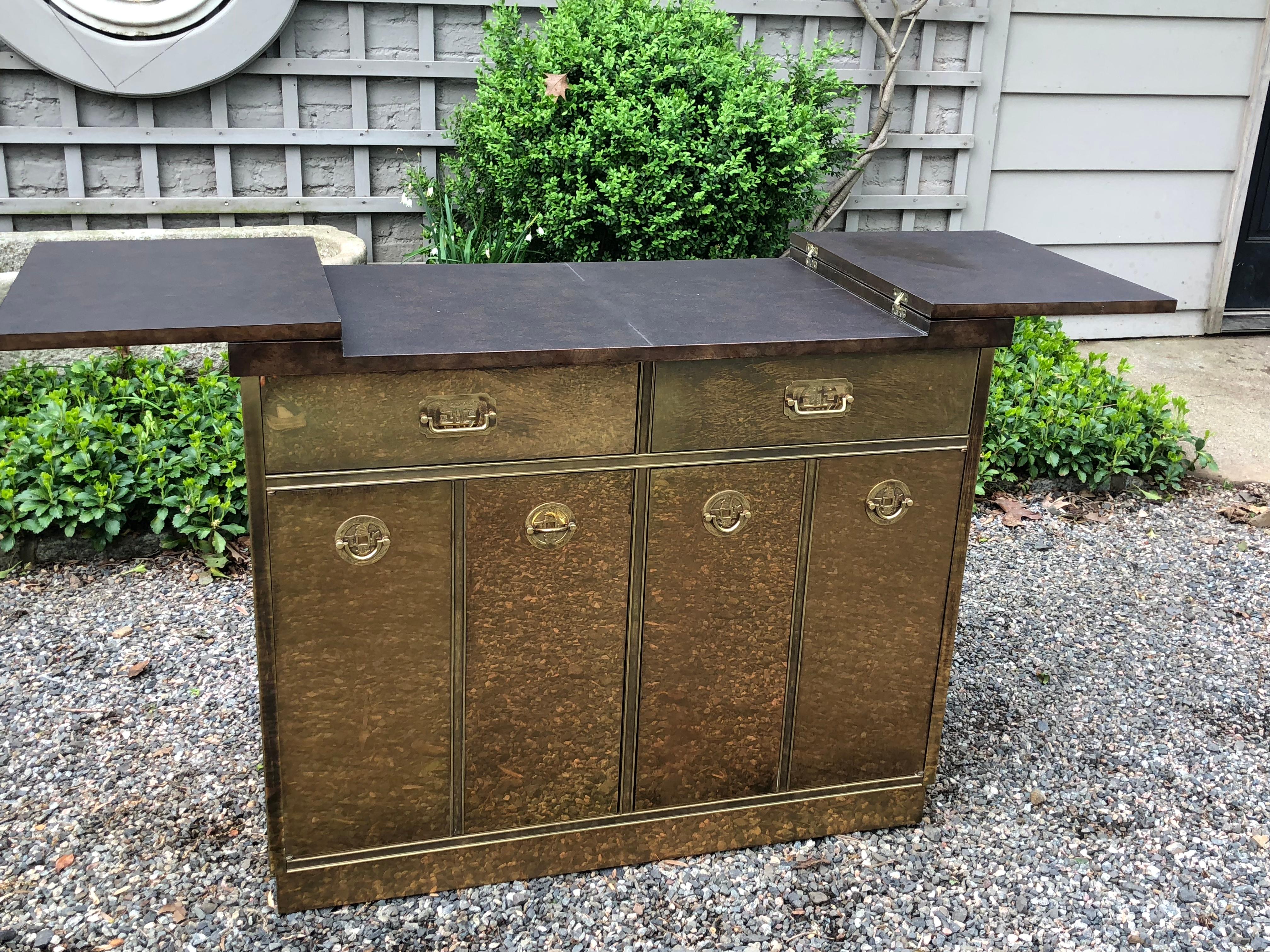Fantastic Mid-Century Modern Rare Mastercraft Brass Clad Bar and Cabinet 4