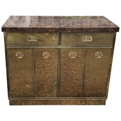 Fantastic Mid-Century Modern Rare Mastercraft Brass Clad Bar and Cabinet