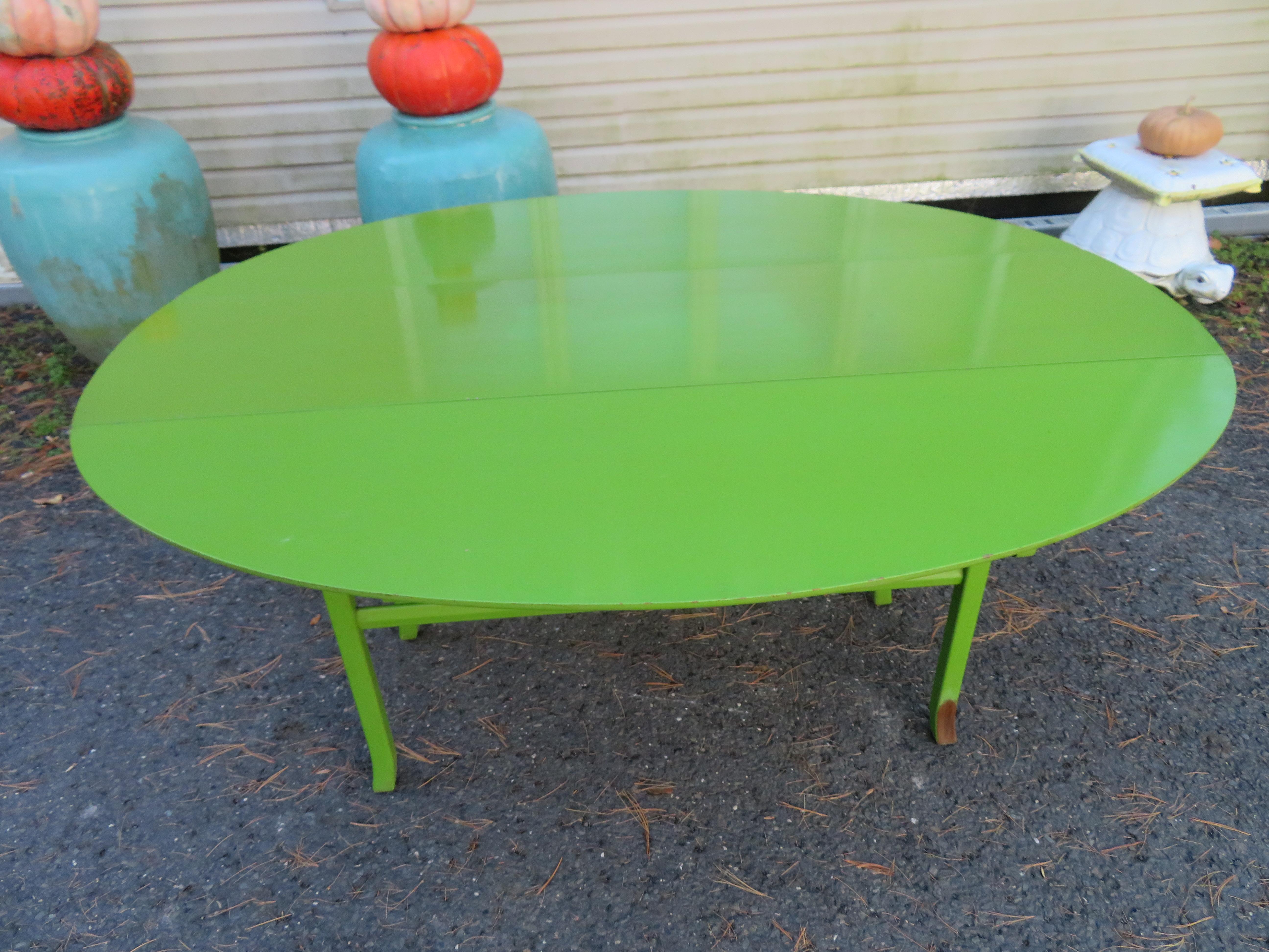 Fantastic Mid-Century Oval Drop Leaf Console Dining Table For Sale 2