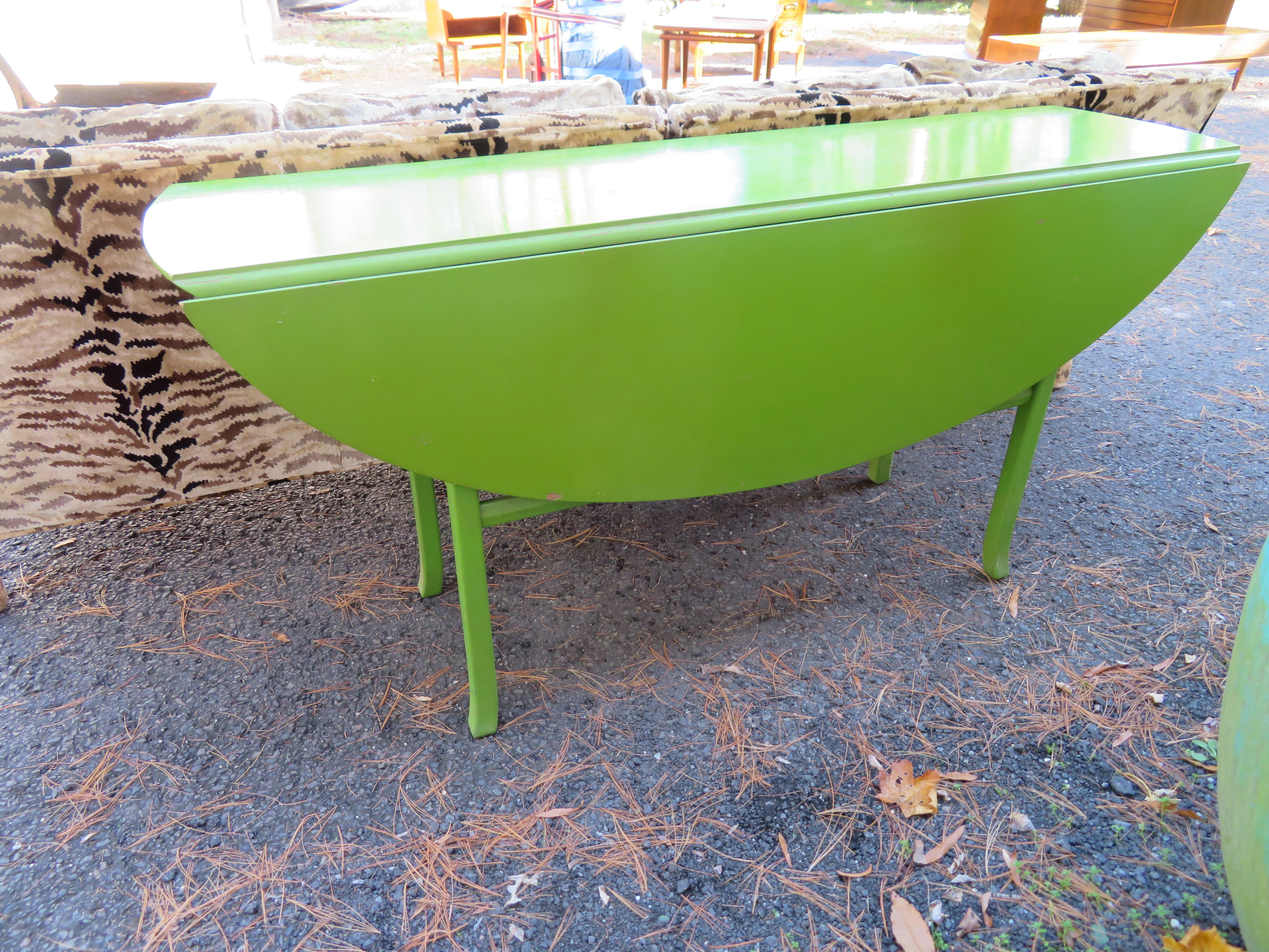 Fantastic Mid-Century Oval Drop Leaf Console Dining Table For Sale 3
