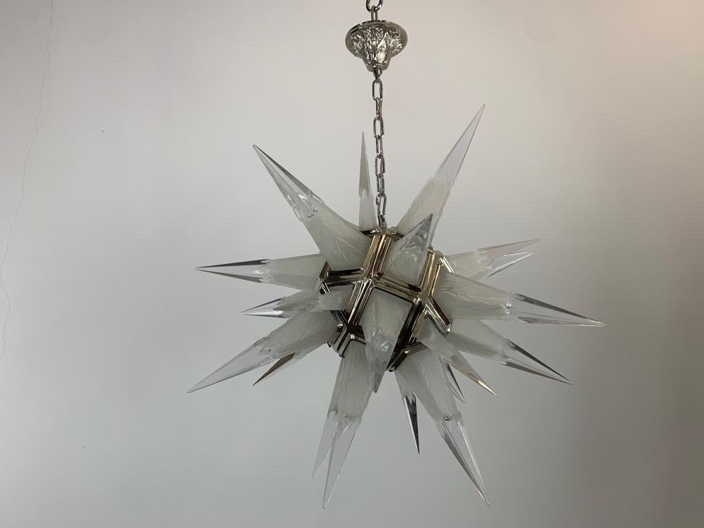 Fantastic, mid century rock crystal star chandelier (pair)  In Good Condition For Sale In Worthing, GB