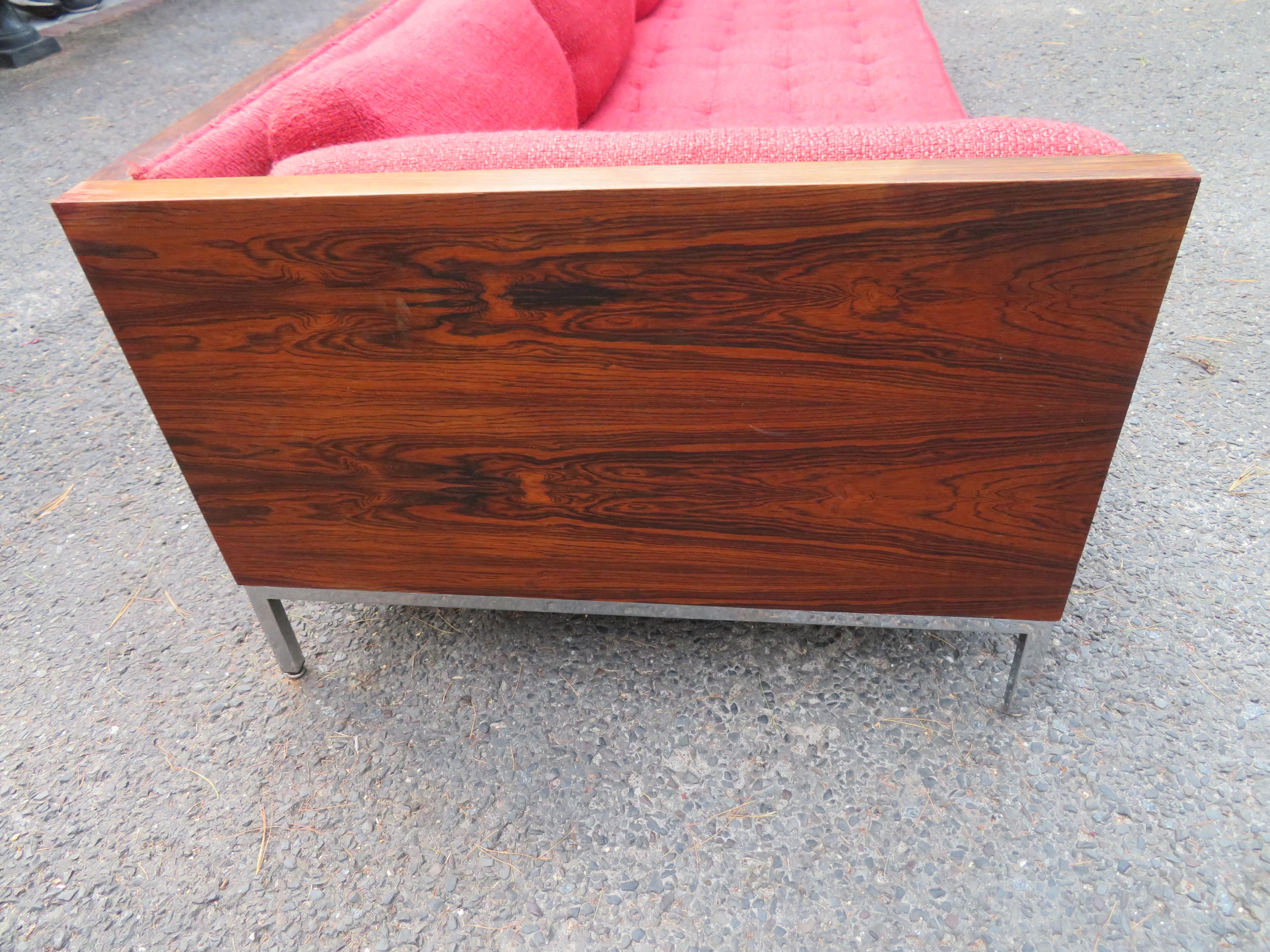 Fantastic Milo Baughman Style Rosewood Case Sofa with Chrome Base Mid-Century For Sale 2