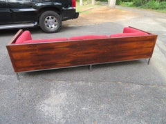 Fantastic Milo Baughman Style Rosewood Case Sofa with Chrome Base Mid-Century