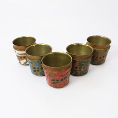 Fantastic Mosaic and Brass Cups Set by Salvador Teran