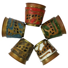 Fantastic Mosaic and Brass Cups Set by Salvador Teran