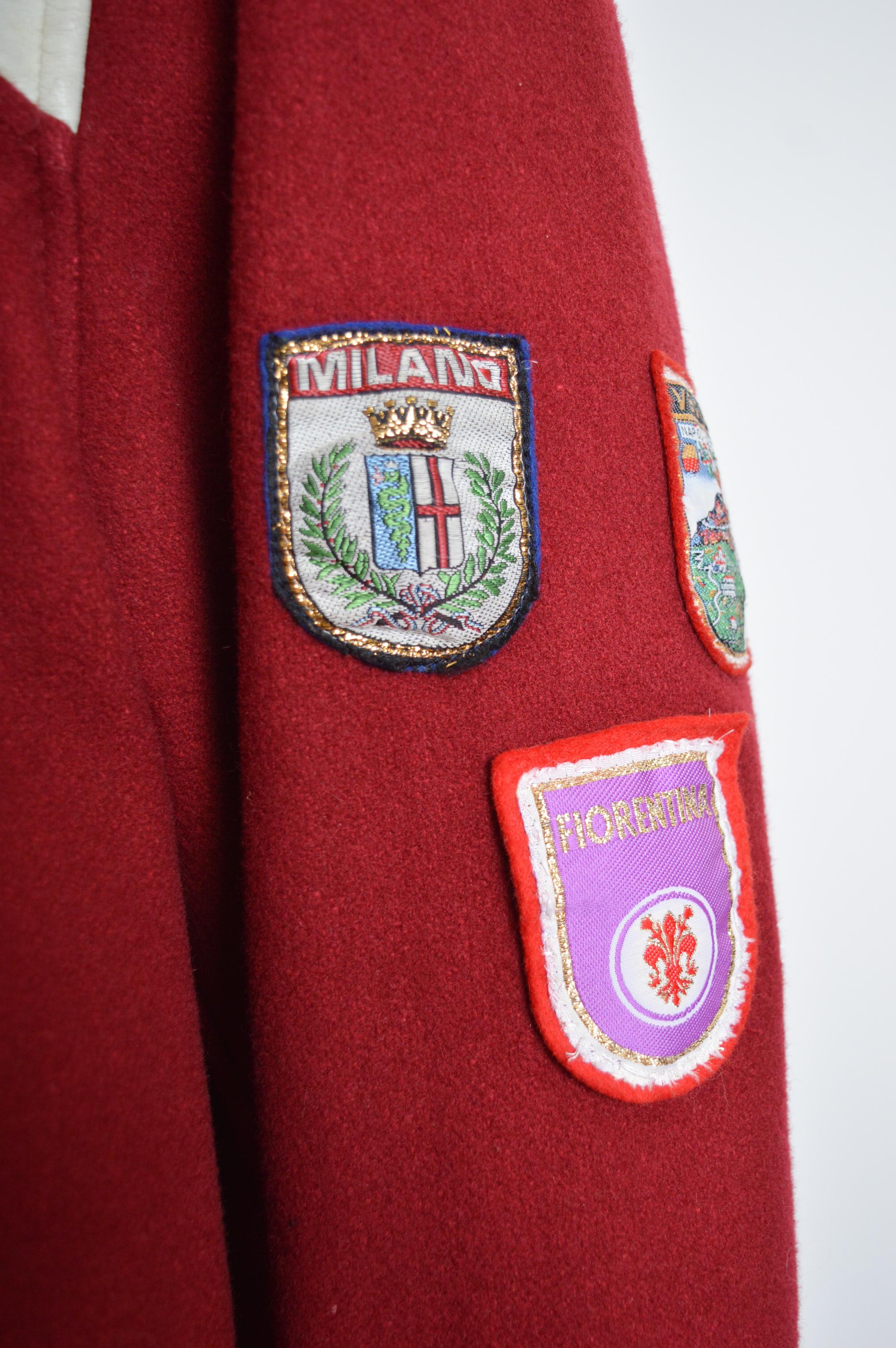 Red Fantastic MOSCHINO early 1990's burgundy Wool & leather varsity jacket - Coat For Sale