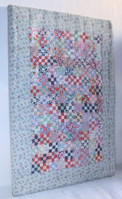 Fantastic Mounted Postage Stamp Crib Quilt from Pennsylvania