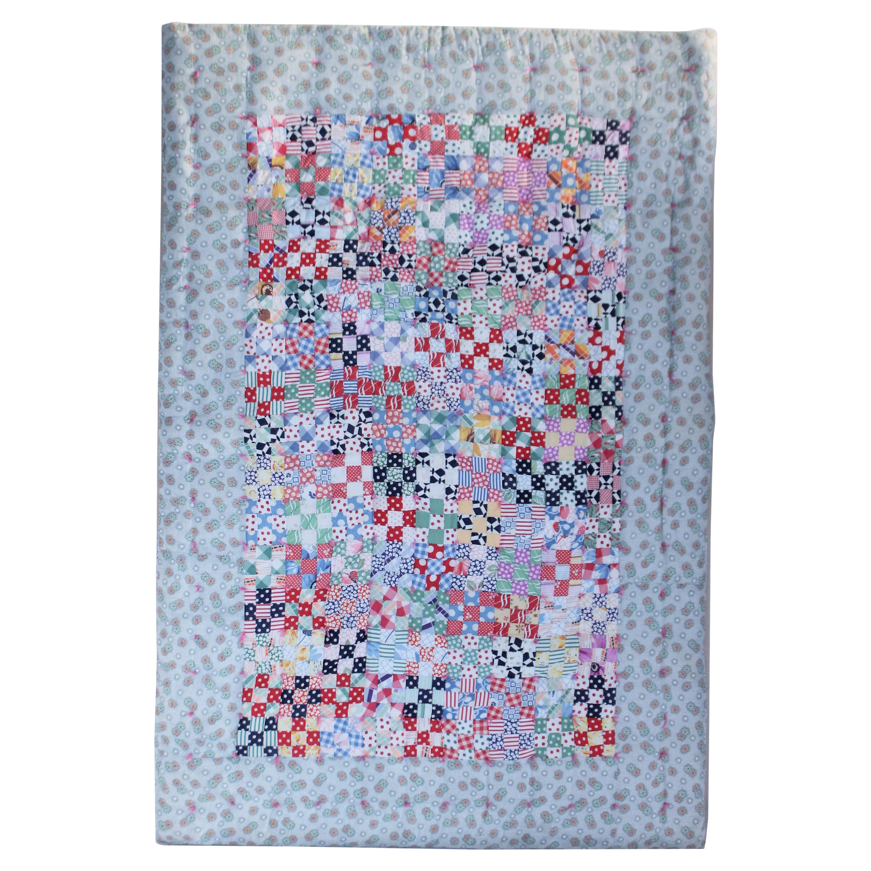 Fantastic Mounted Postage Stamp Crib Quilt from Pennsylvania