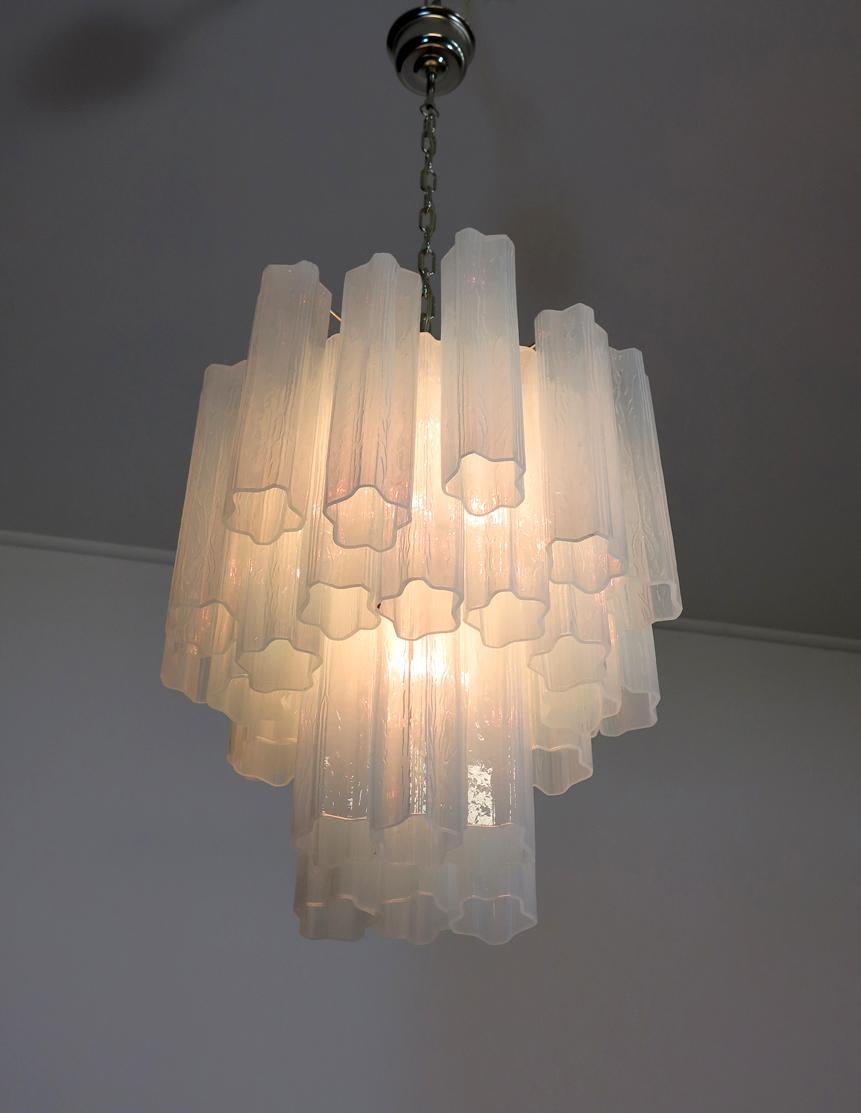 Fantastic Murano Glass Tube Chandelier, 30 Glass Opal Silk 2