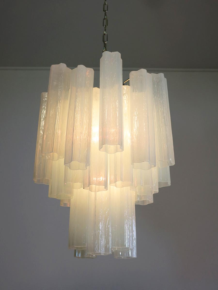 Fantastic Murano Glass Tube Chandelier, 30 Glass Opal Silk 3