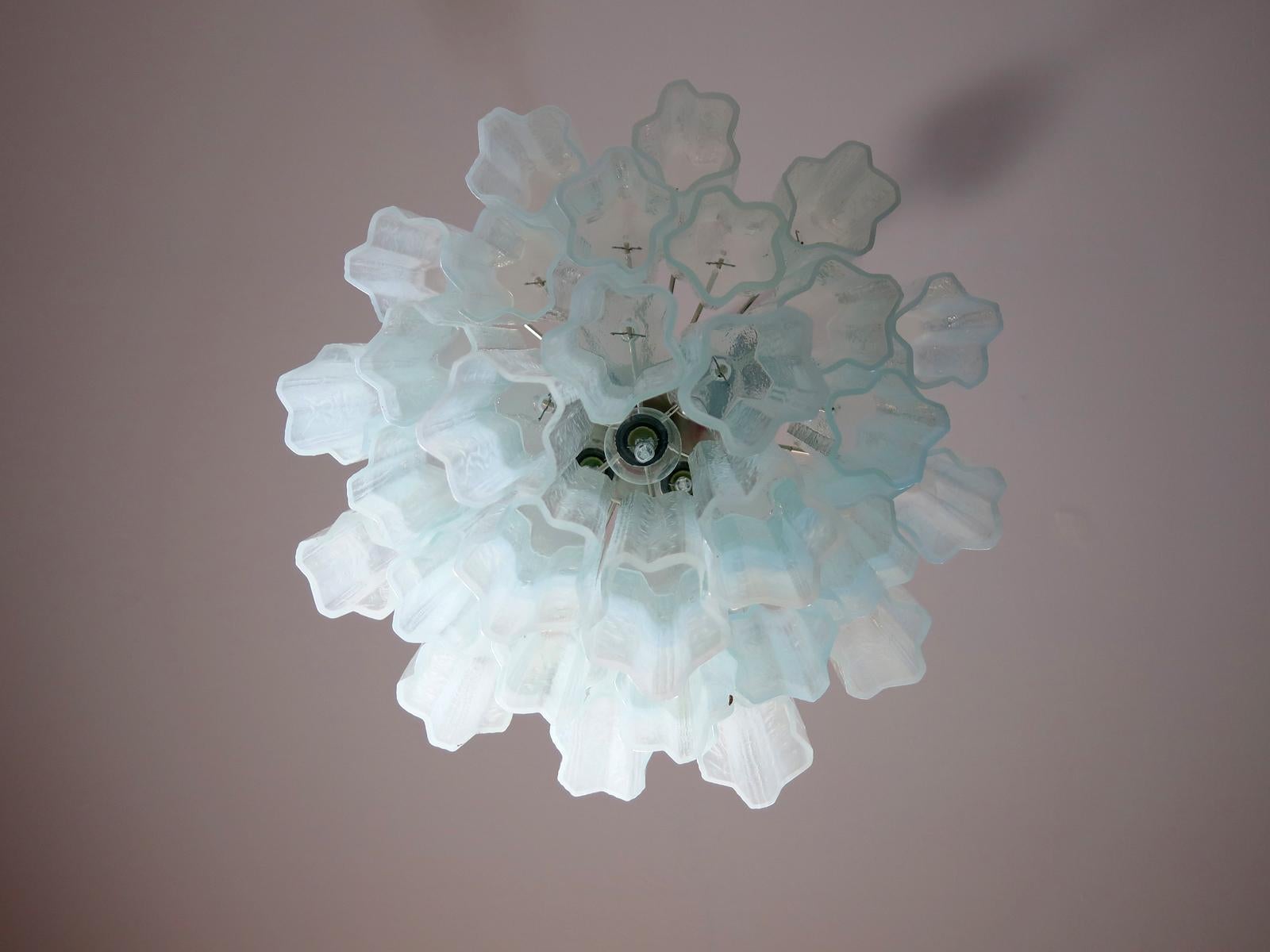Blown Glass Fantastic Murano Glass Tube Chandelier, 30 Glass Opal Silk