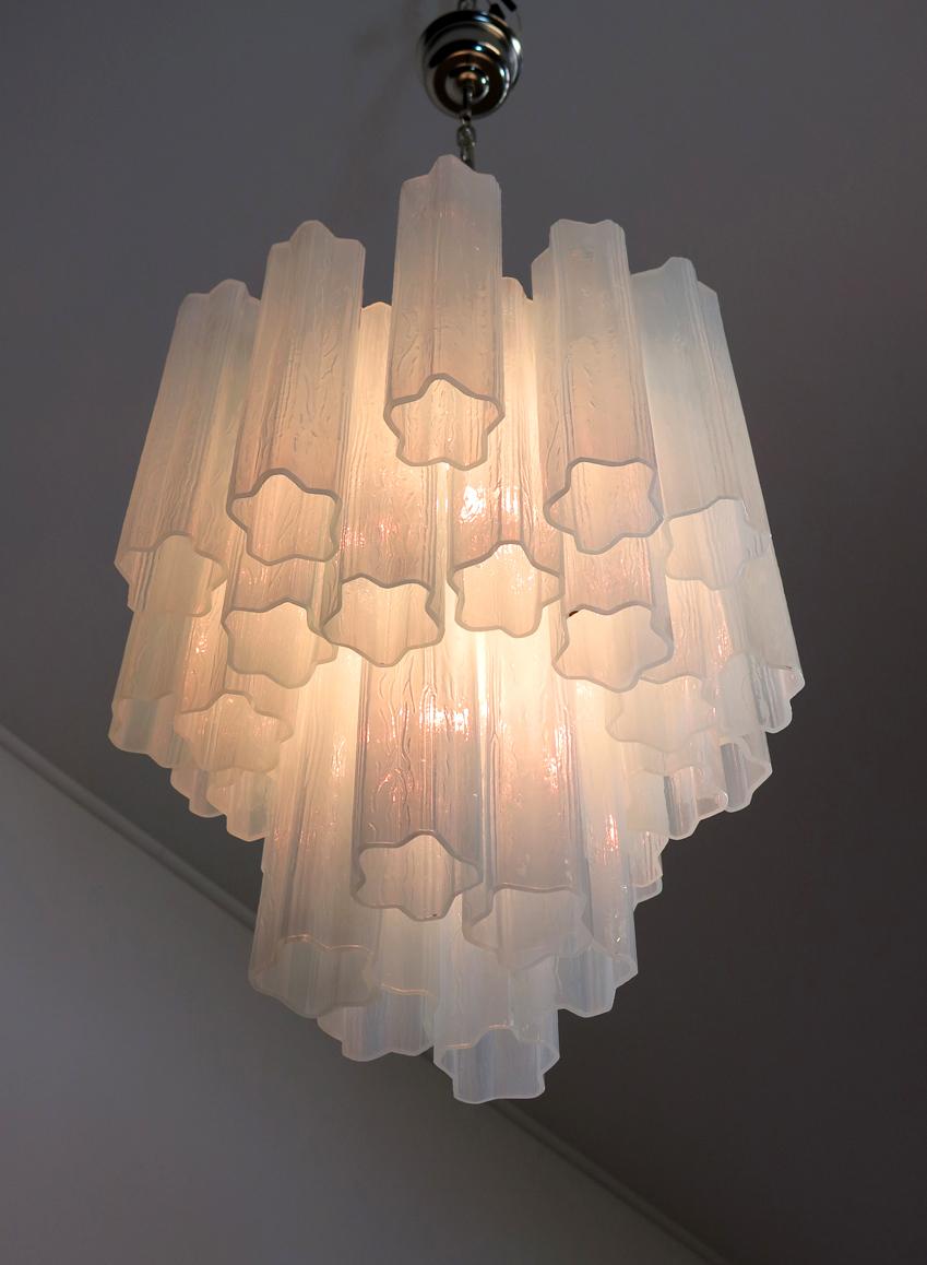 Fantastic Murano Glass Tube Chandelier, 30 Glass Opal Silk 1