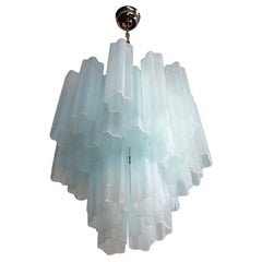 Fantastic Murano Glass Tube Chandelier, 30 Glass Opal Silk