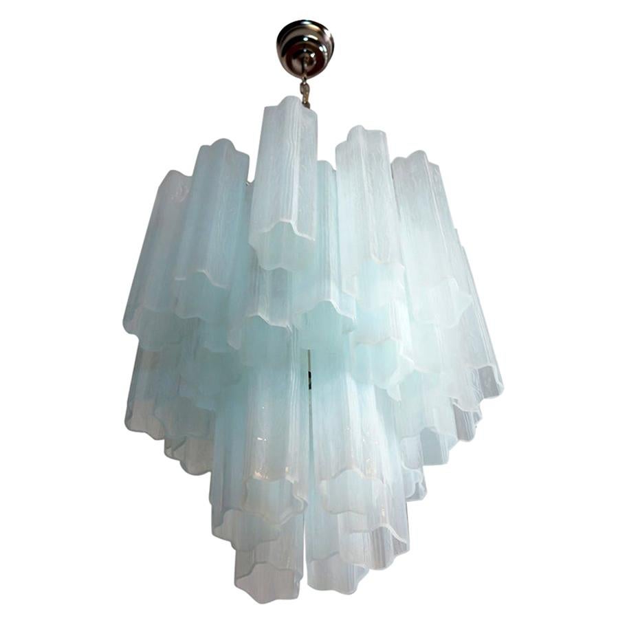 Fantastic Murano Glass Tube Chandelier, 30 Glass Opal Silk