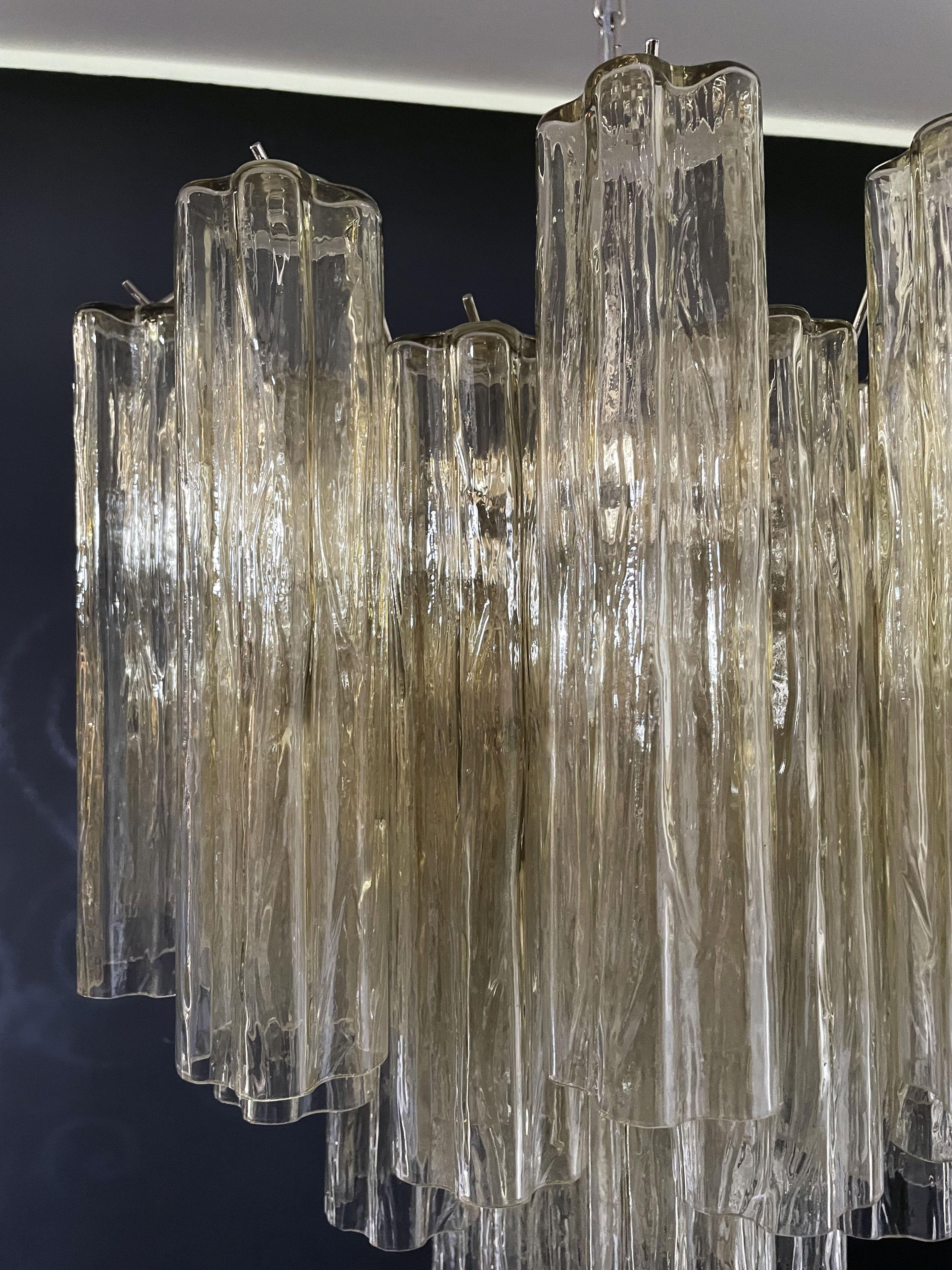 Fantastischer Murano Glasröhren-Kronleuchter, 36 klare Bernsteinglasröhren im Angebot 13