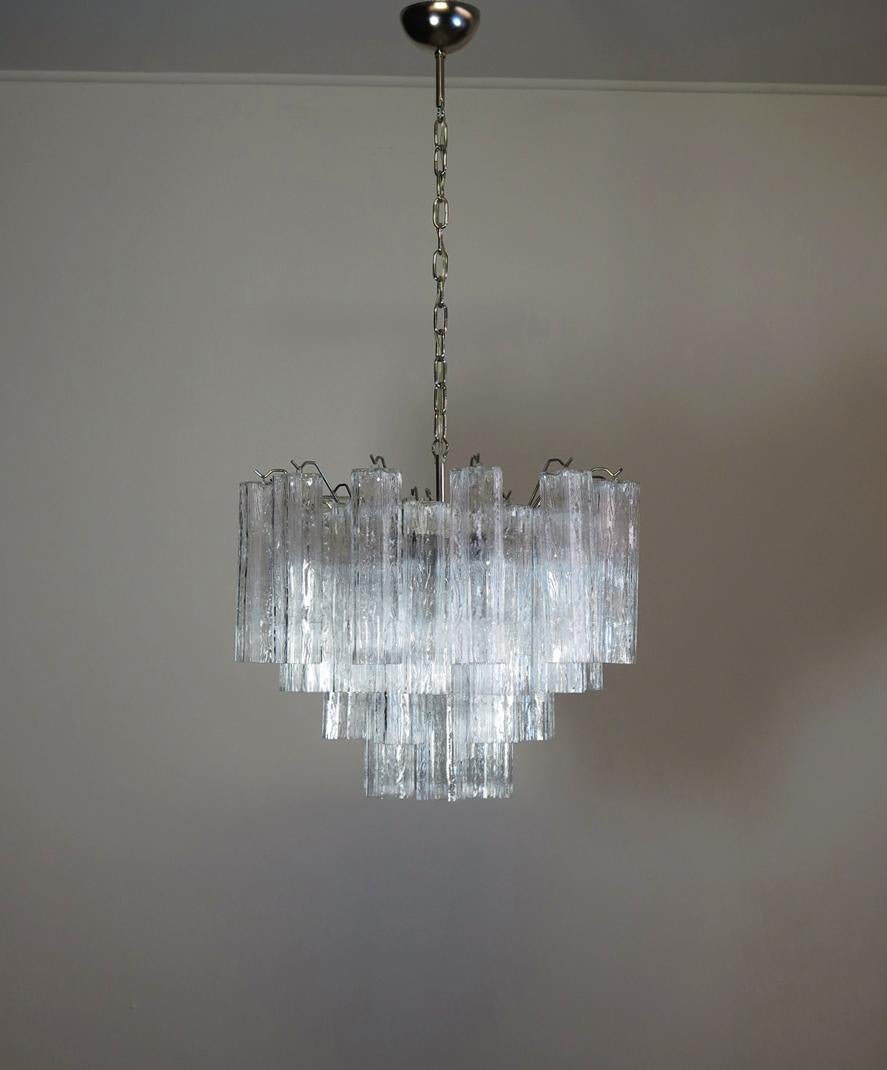 Mid-Century Modern Fantastic Murano Glass Tube Chandelier, 36 Glass Tube