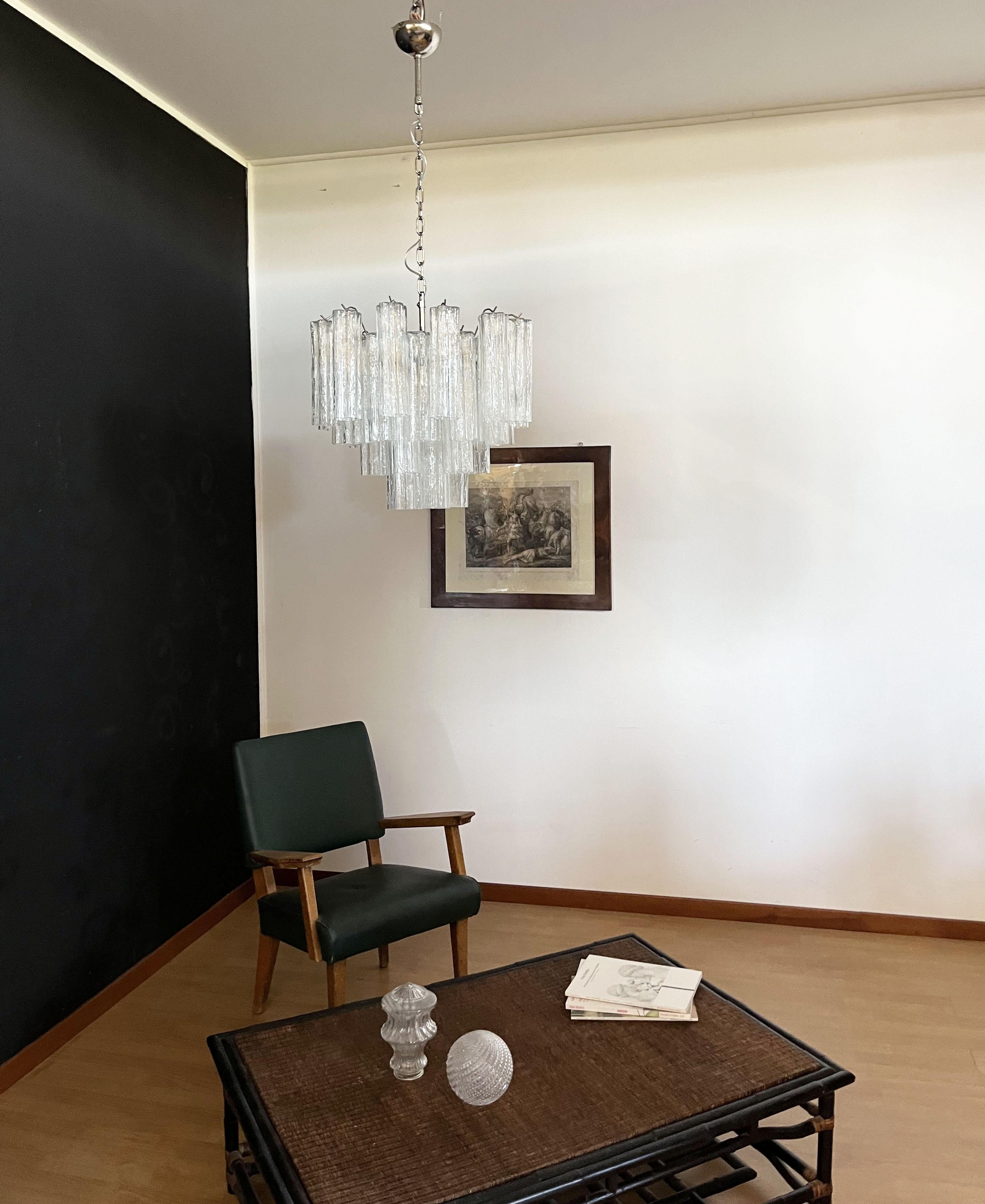 Mid-Century Modern Fantastique lustre tube en verre de Murano, 36 tubes en vente