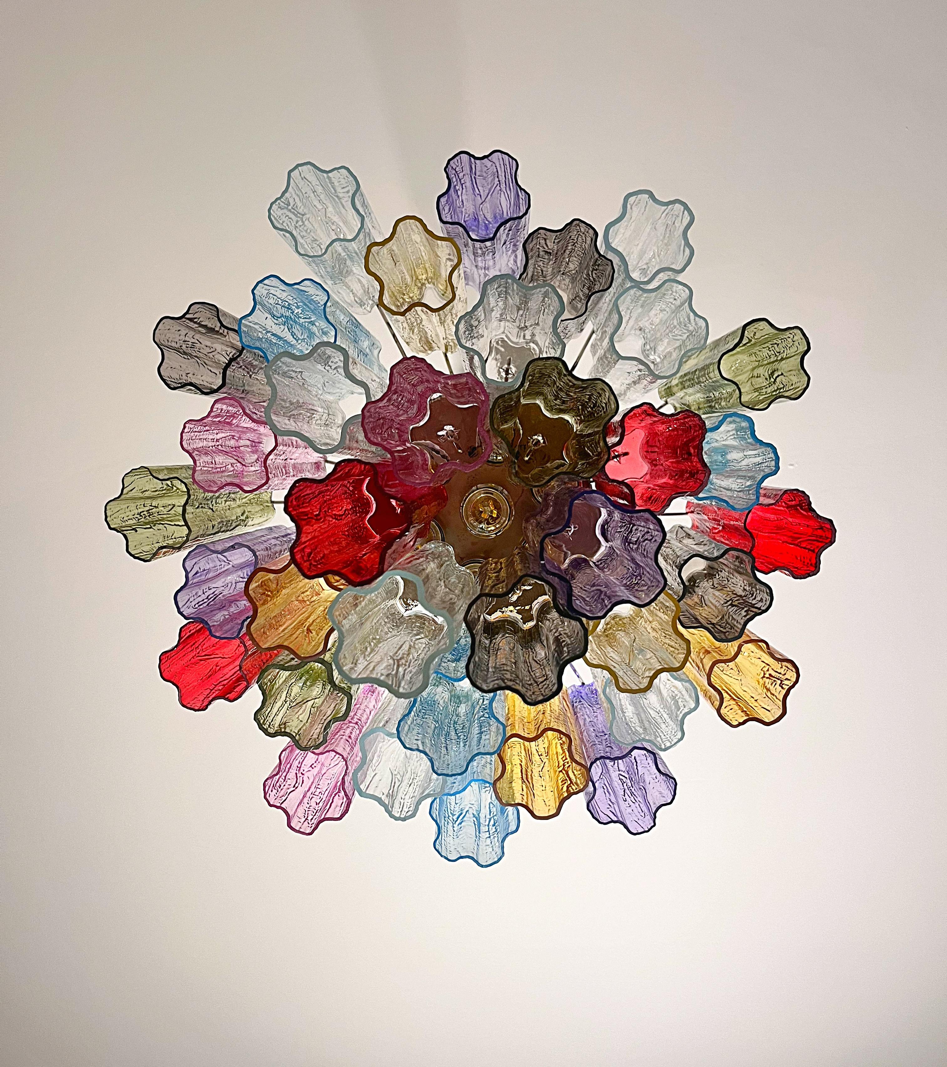 Fantastic Murano Glass Tube Chandelier - 36 multicolored glass tubes For Sale 10