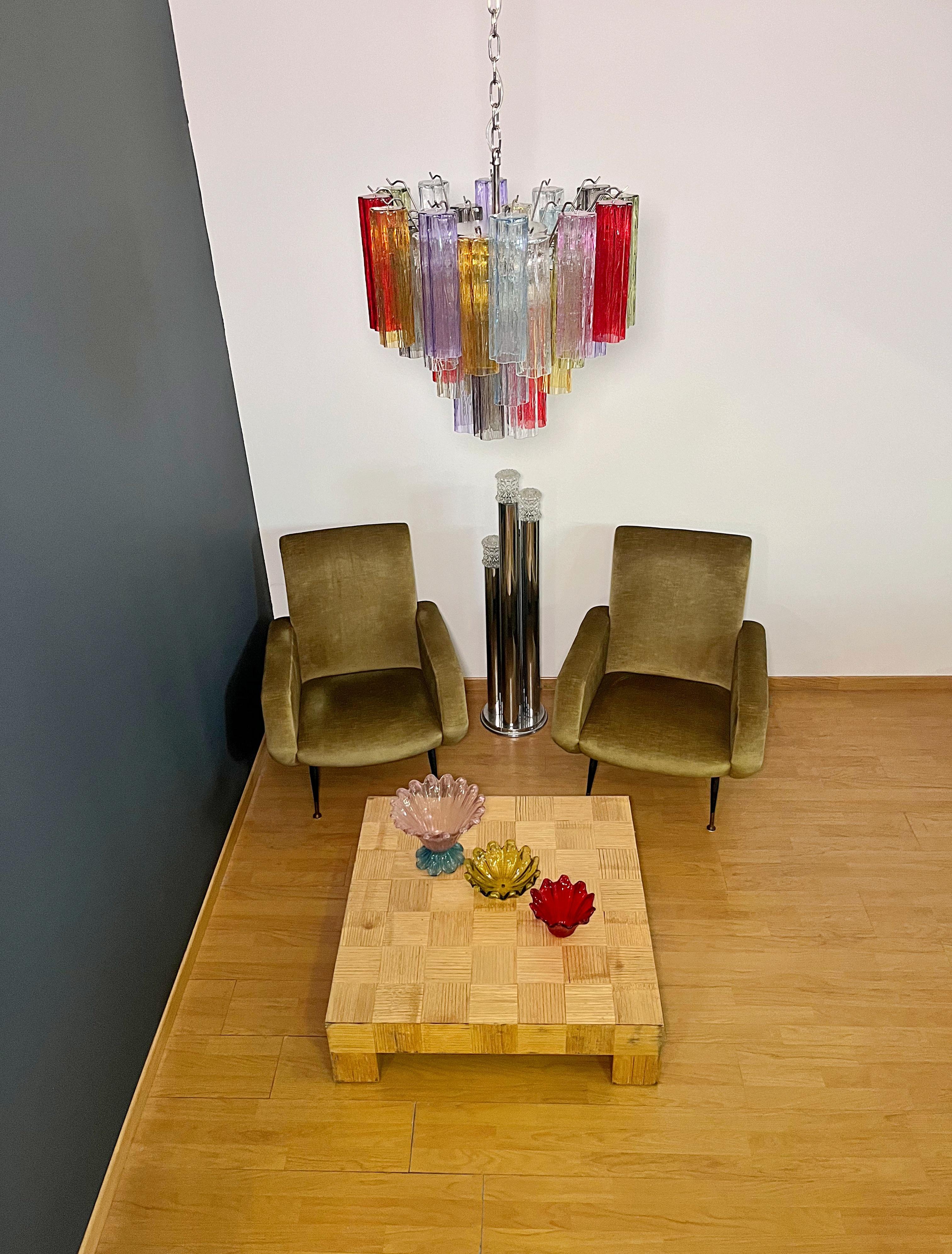 Italian Fantastic Murano Glass Tube Chandelier - 36 multicolored glass tubes For Sale