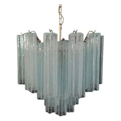Fantastic Murano Glass Tube Chandelier, 36 Opal Silk Glass Tube