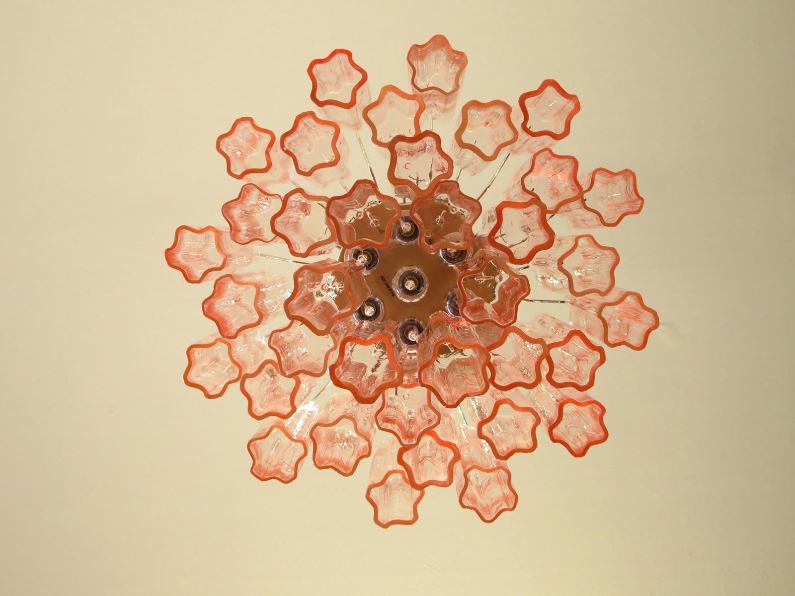 Fantastic Murano Glass Tube Chandelier, 36 Pink Glass Tube In Good Condition In Gaiarine Frazione Francenigo (TV), IT