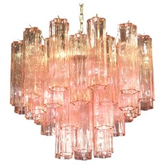 Fantastic Murano Glass Tube Chandelier, 36 Pink Glass Tube