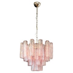 Retro Fantastic Murano Glass Tube Chandelier - 36 pink glass tube