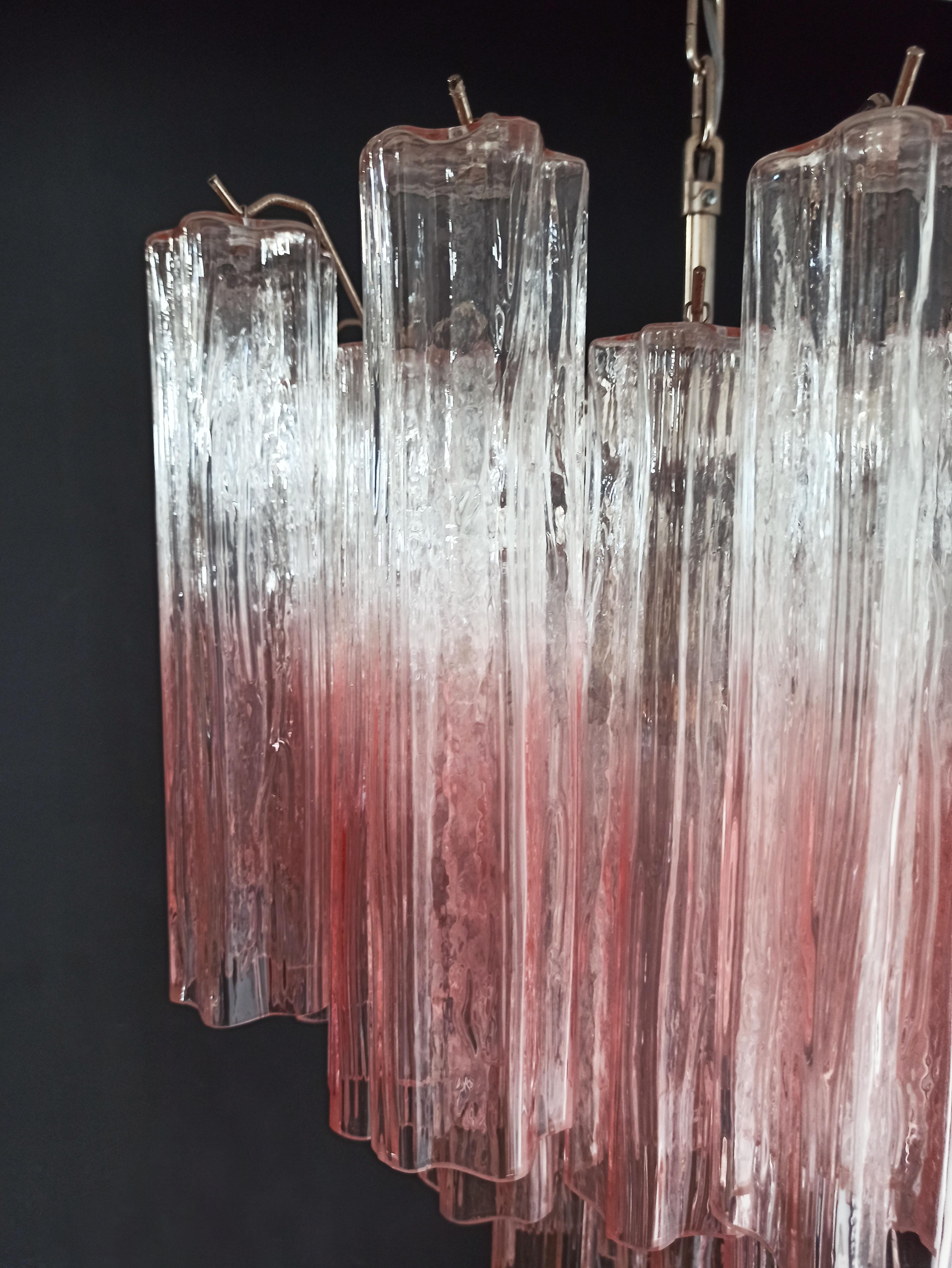 Fantastic Murano Glass Tube Chandelier - 36 shaded pink glass tube For Sale 4