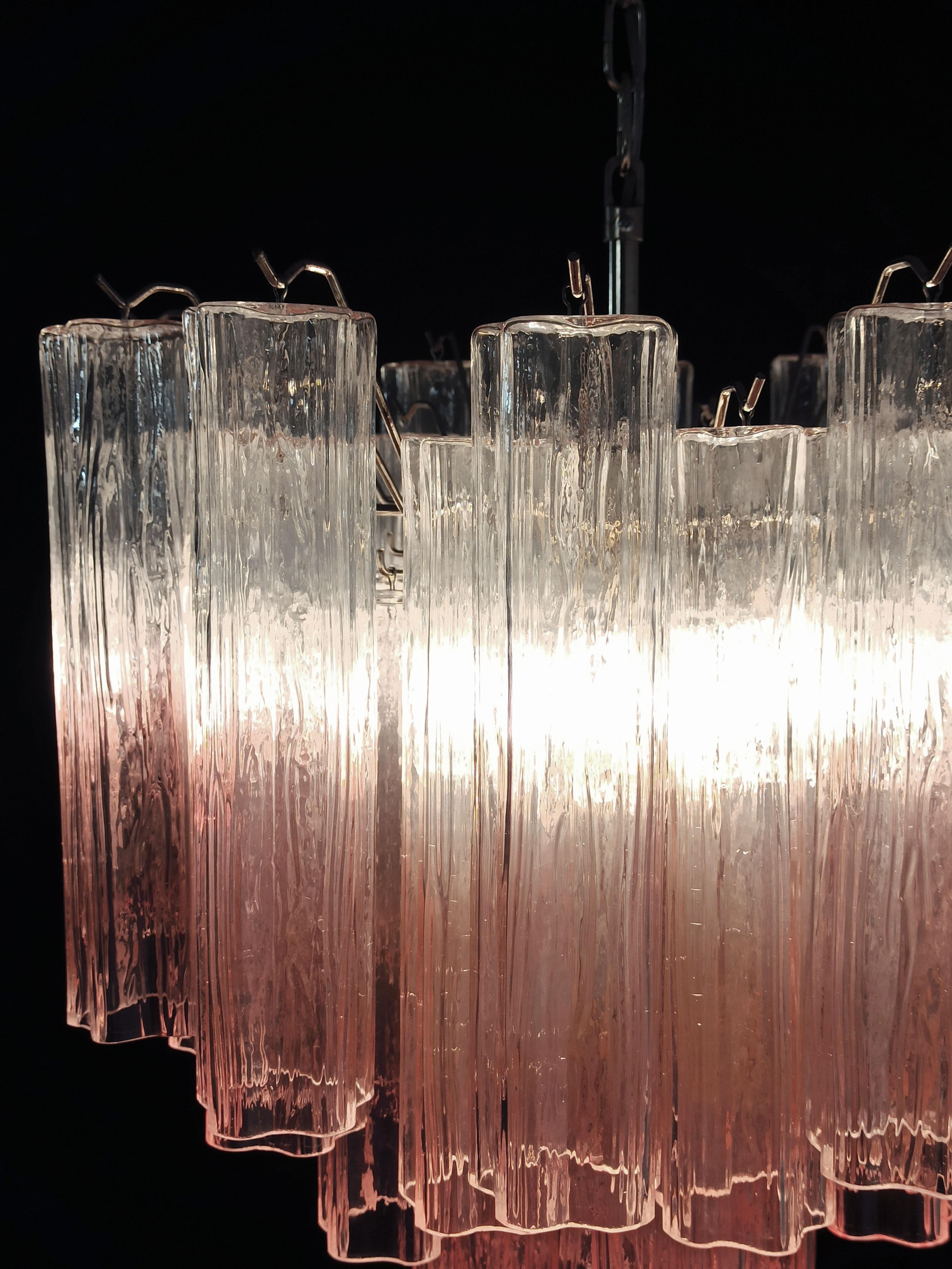 Fantastic Murano Glass Tube Chandelier - 36 shaded pink glass tube For Sale 5