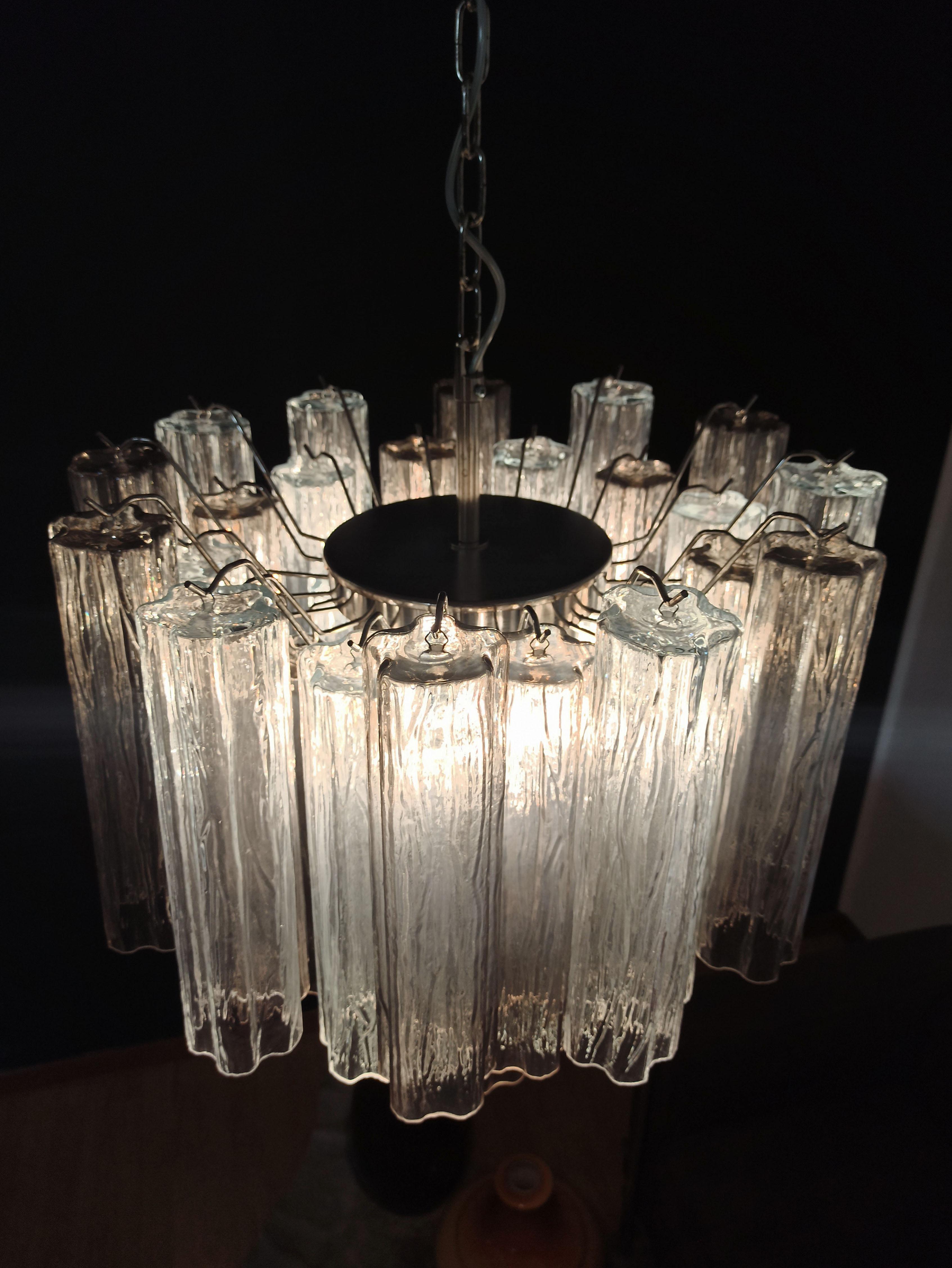 Fantastic Murano Glass Tube Chandelier - 36 smoked and clear glass tube For Sale 5