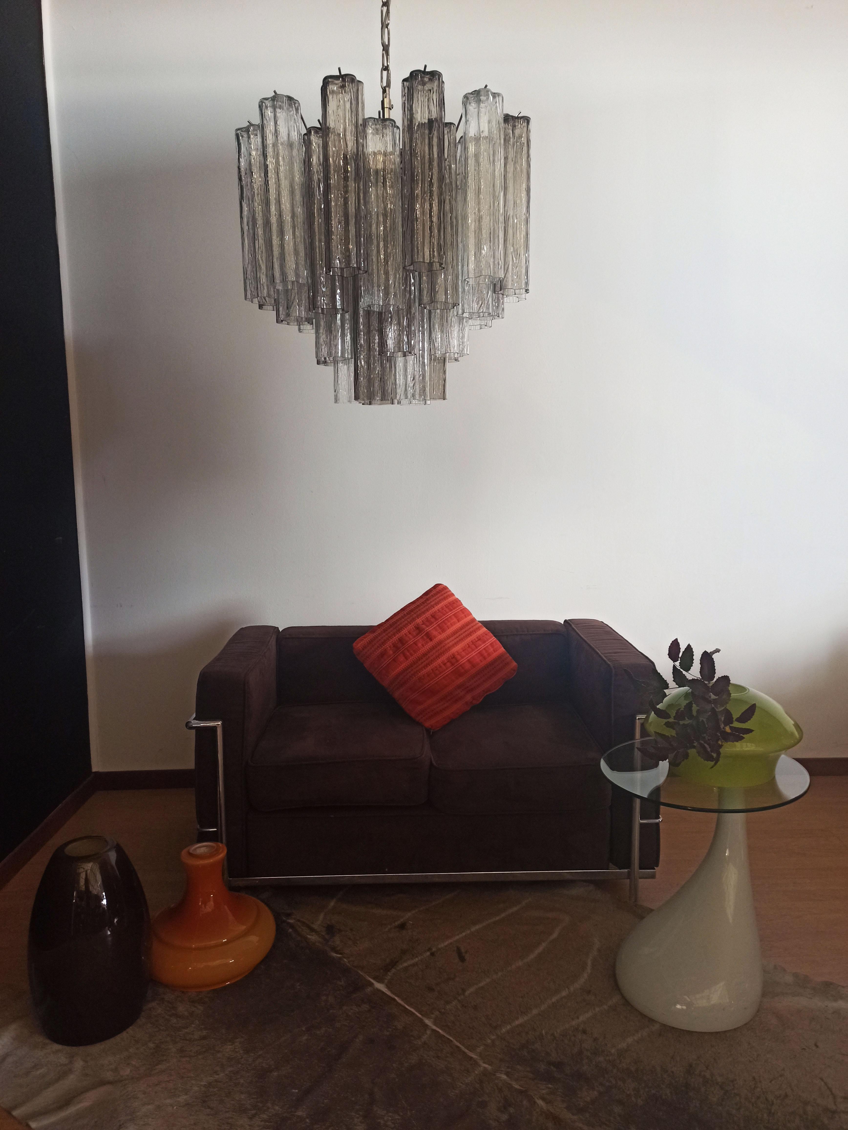 Fantastic Murano Glass Tube Chandelier - 36 smoked and clear glass tube 1