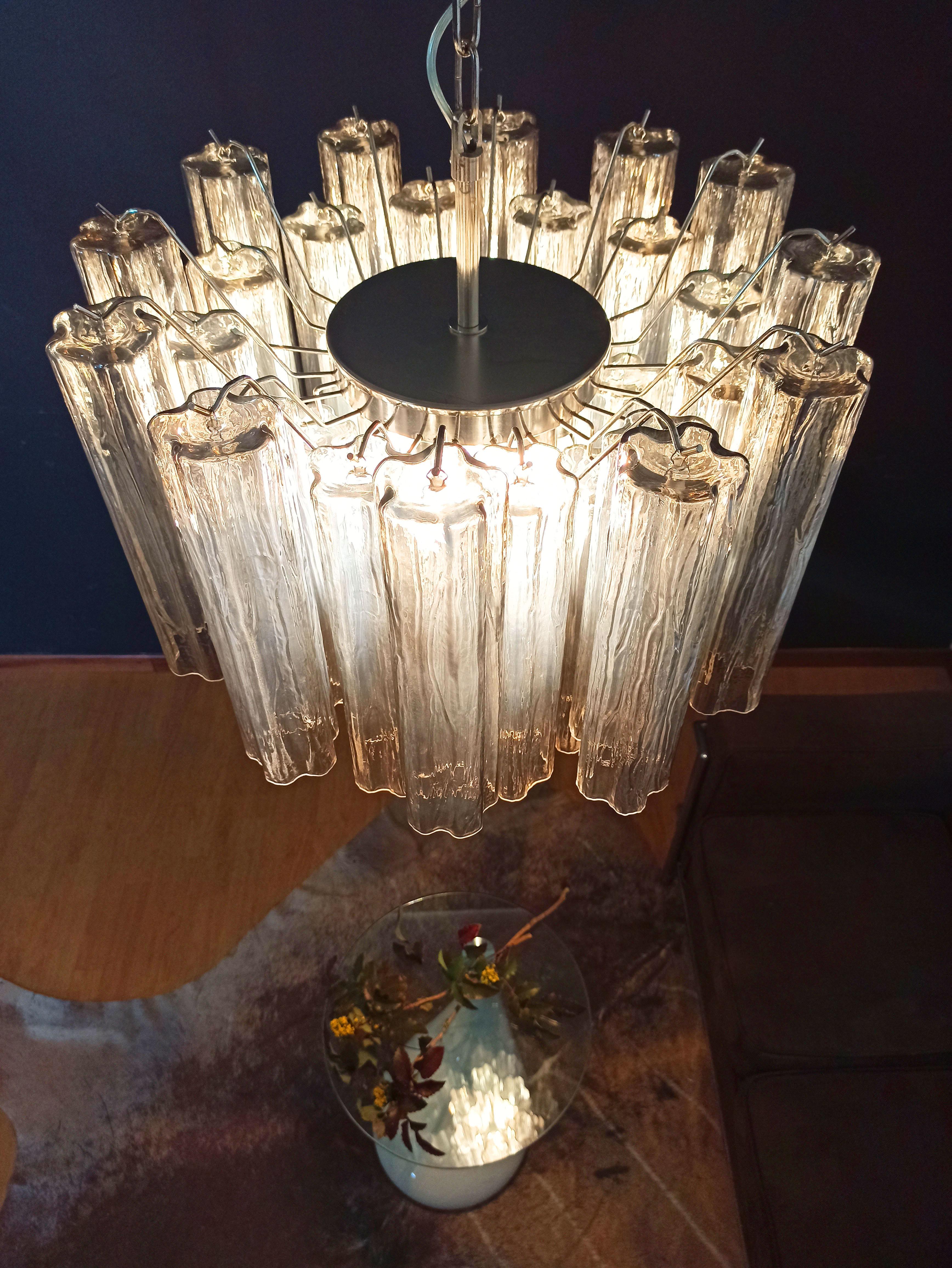 Fantastic Murano Glass Tube Chandelier - 36 Smoked Glass Tube In Good Condition In Gaiarine Frazione Francenigo (TV), IT