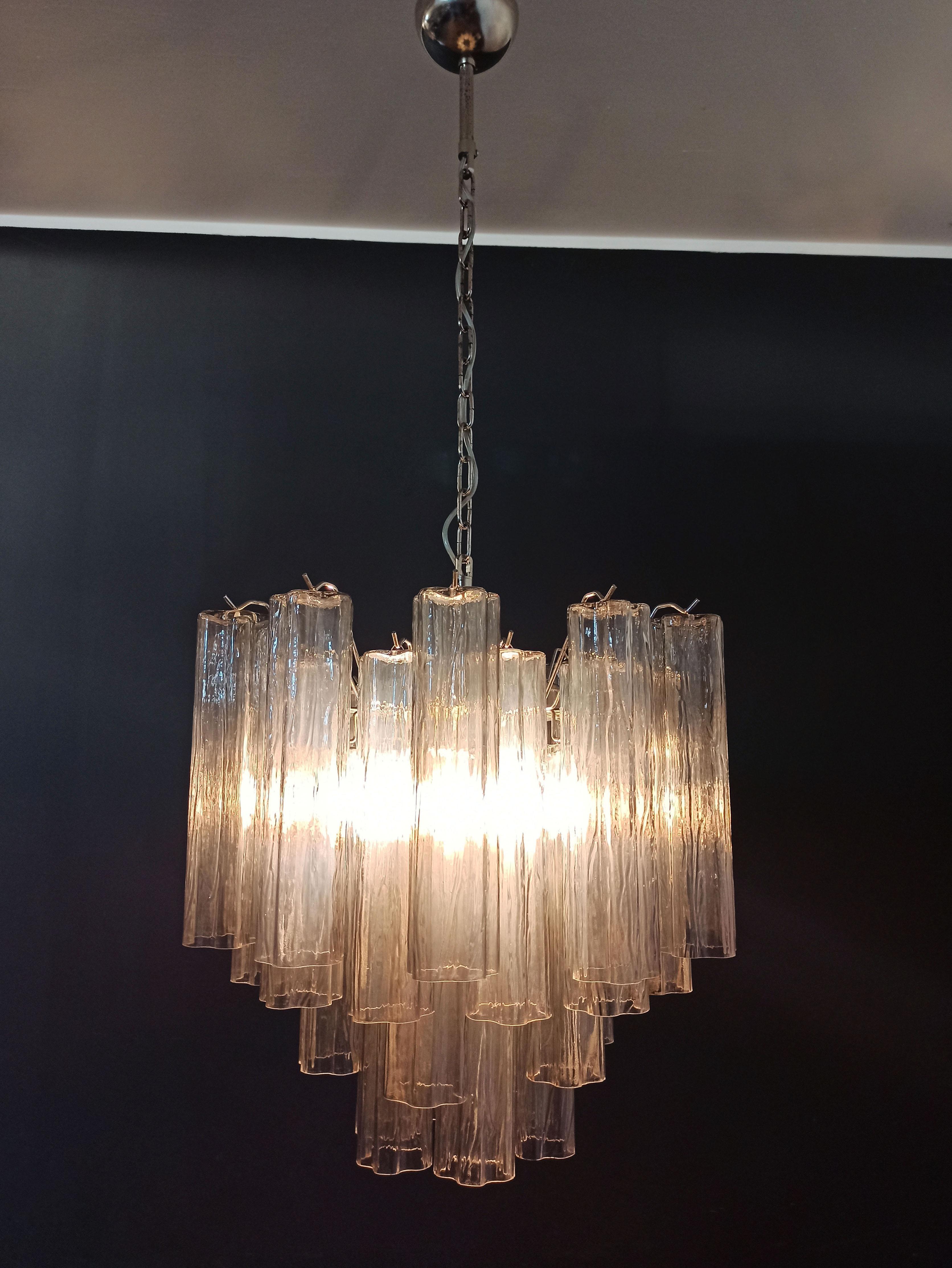 Late 20th Century Fantastic Murano Glass Tube Chandelier - 36 Smoked Glass Tube