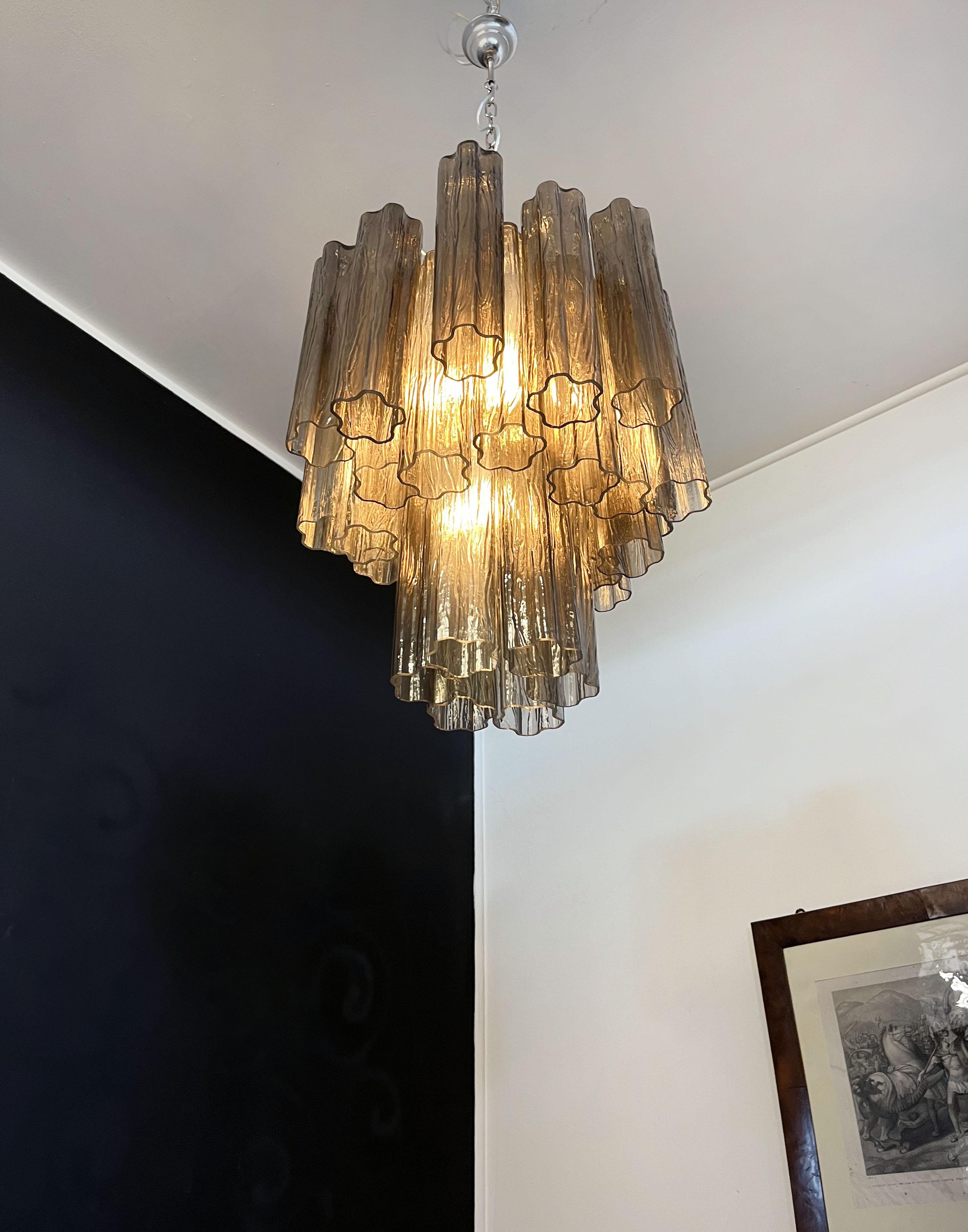 Fantastic Murano smoked Glass Tube Chandelier For Sale 1
