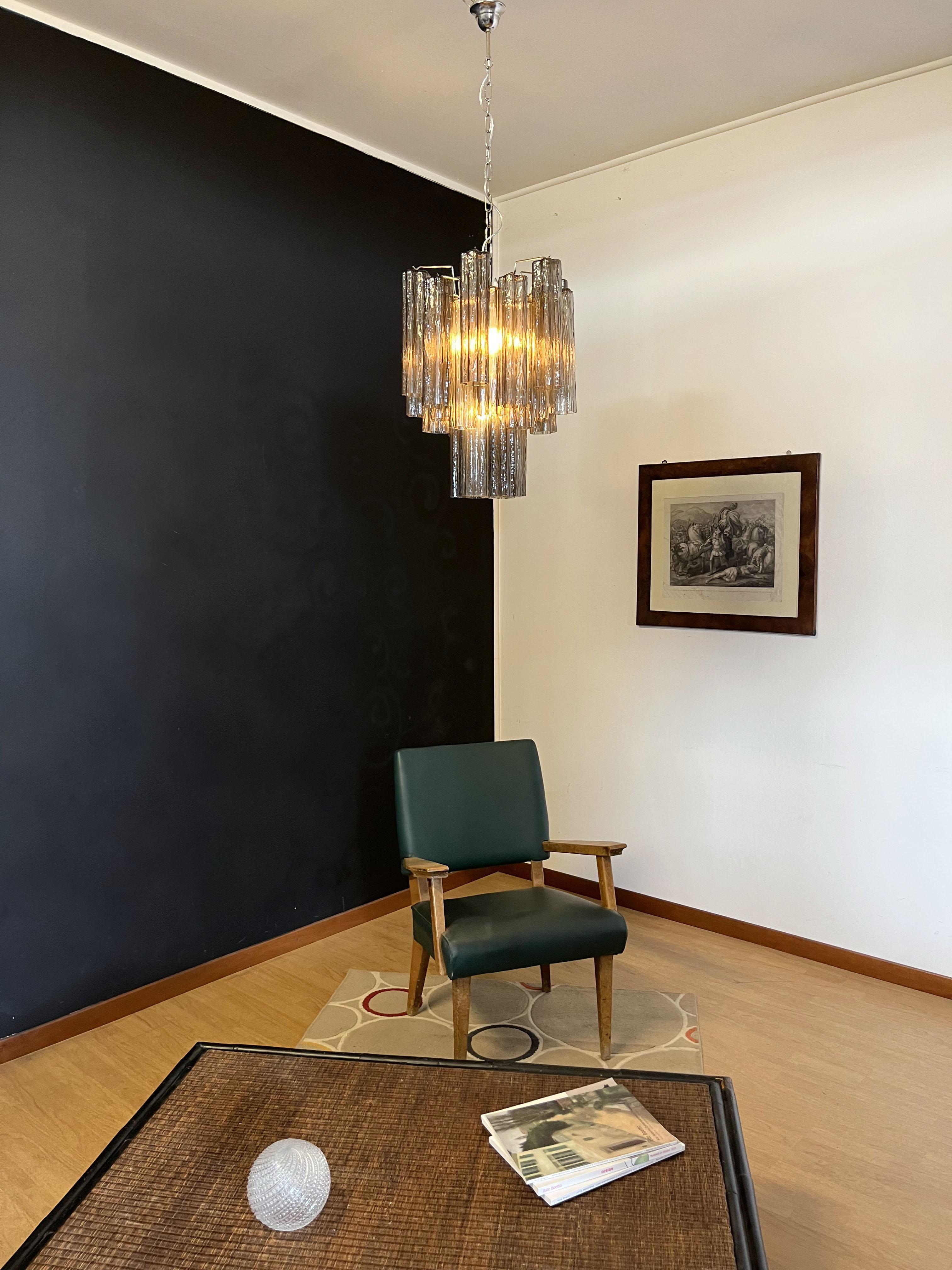 Fantastischer Murano-Rauch-Kronleuchter aus Rauchglasröhren im Angebot 3