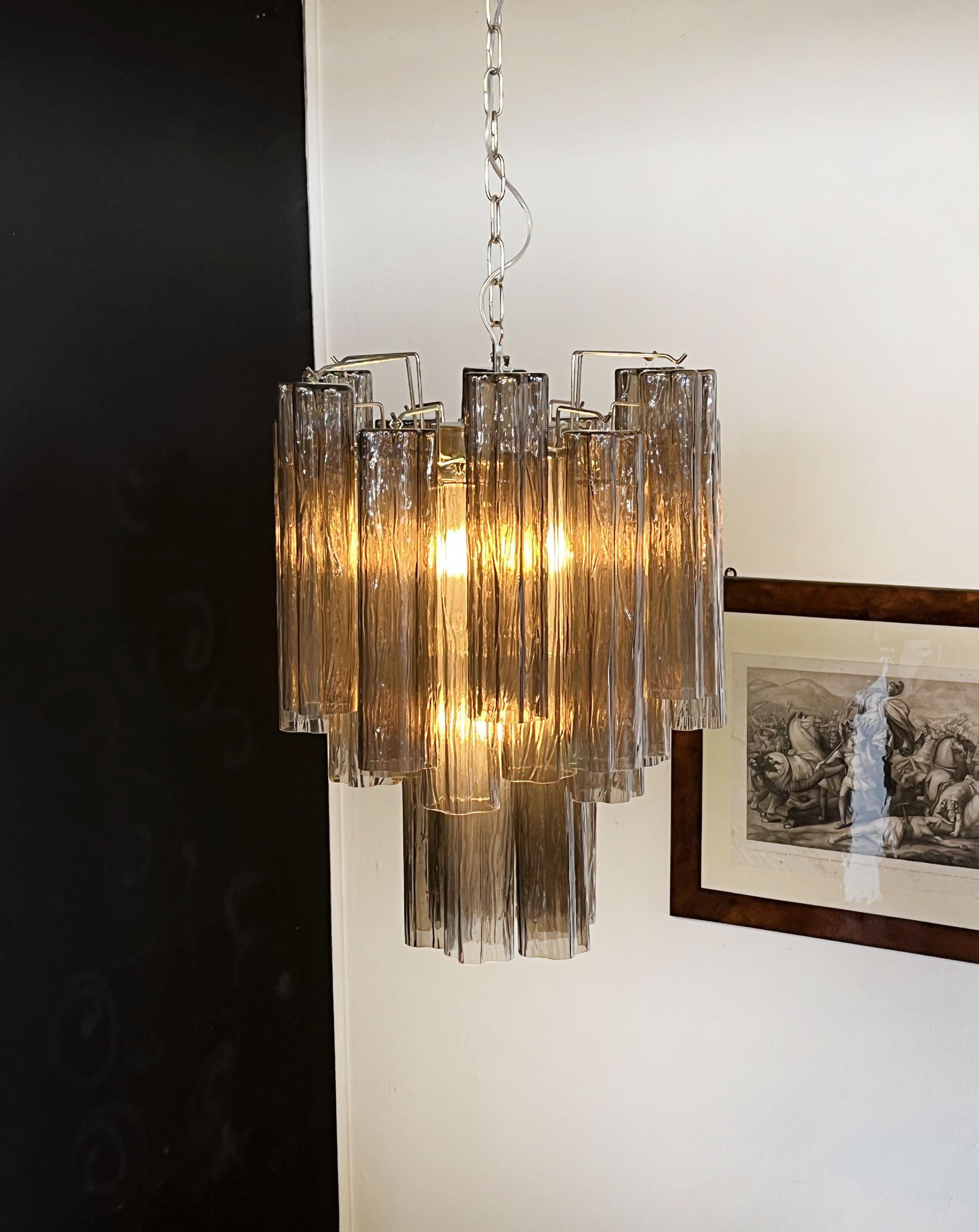 Fantastic Murano smoked Glass Tube Chandelier For Sale 3